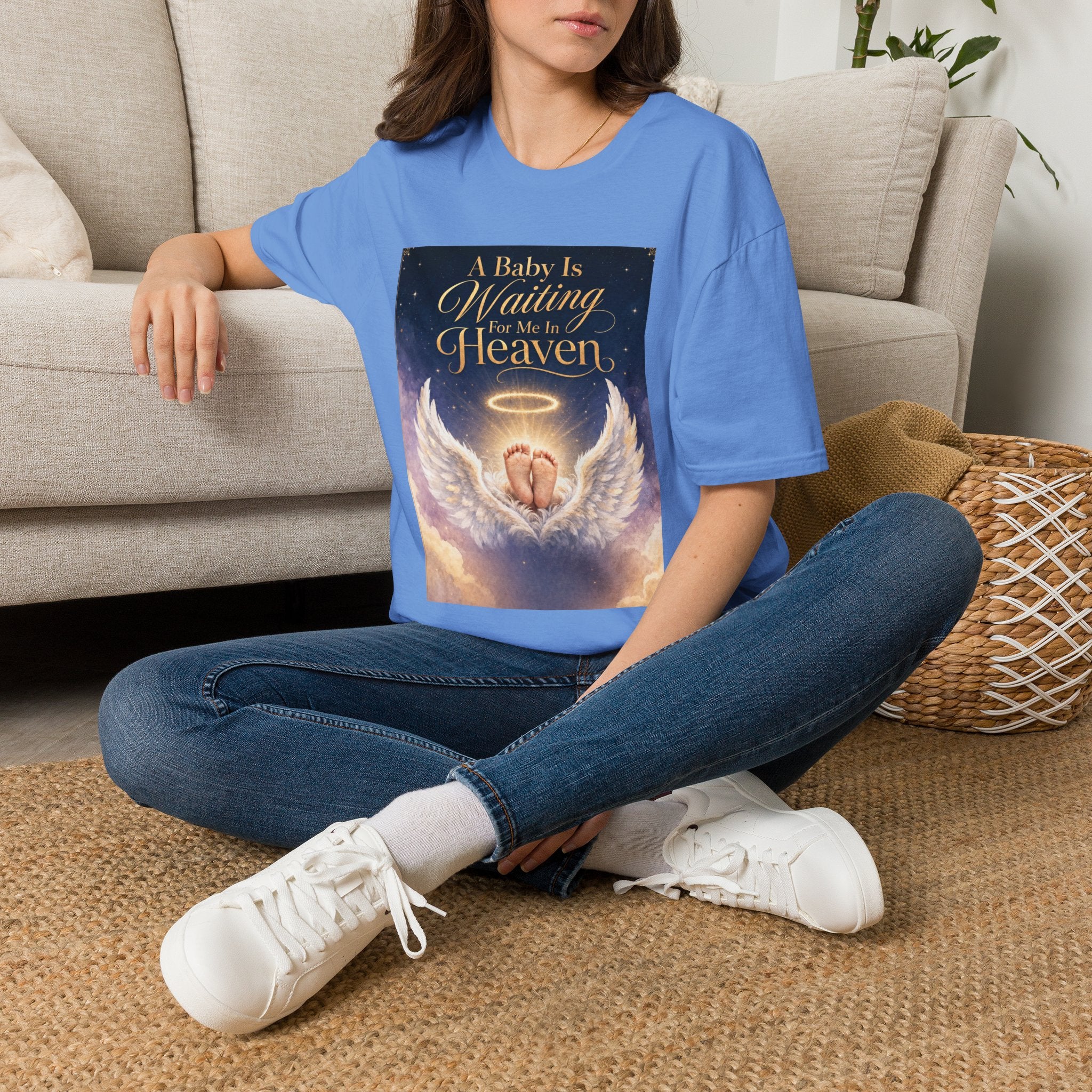 A Baby is Waiting for Me In Heaven Memorial T-Shirt | Memorial Infant Loss Tribute