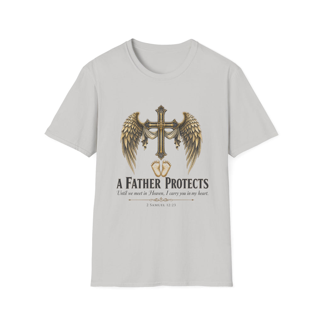 Winged Cross with Shield T-Shirt | Father Protects Memorial T-Shirt