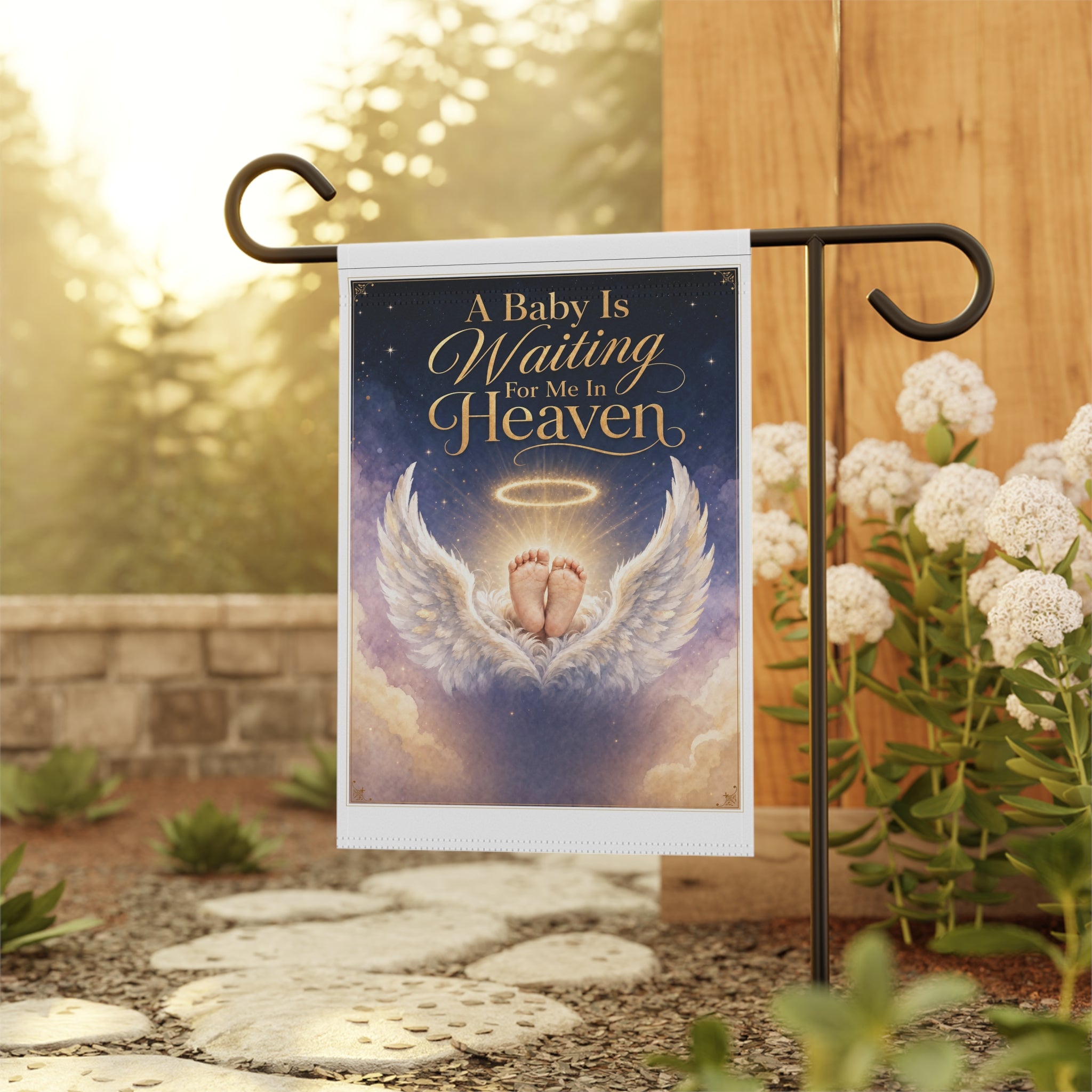 Memorial Garden Flag — "A Baby Is Waiting For Me In Heaven" Angel Baby Sympathy Banner