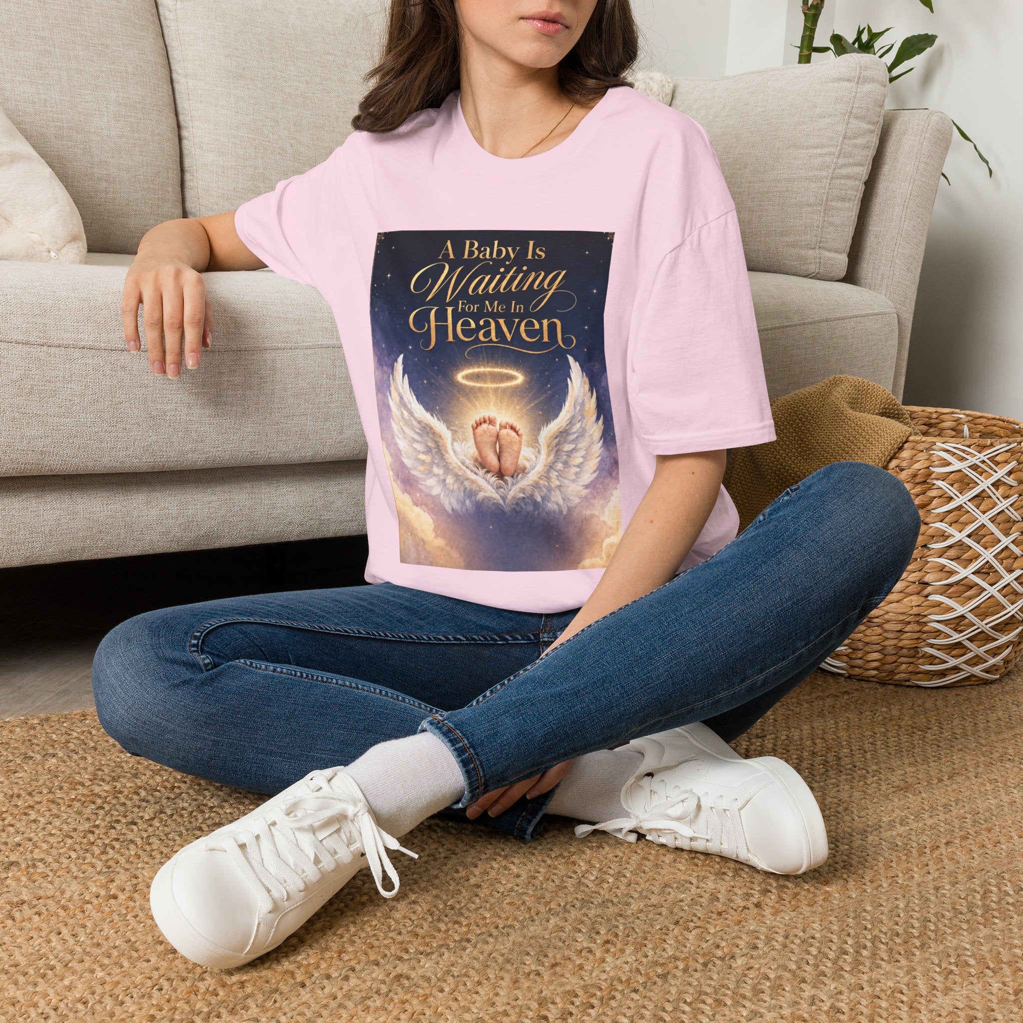 A Baby is Waiting for Me In Heaven Memorial T-Shirt | Memorial Infant Loss Tribute