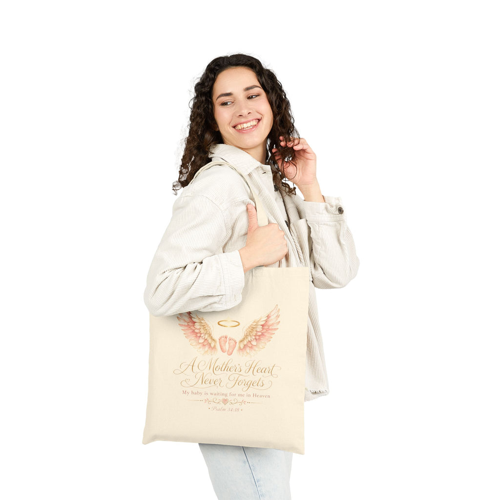 Angel Wings with Halo Tote Bag | Memorial Verse Canvas Tote