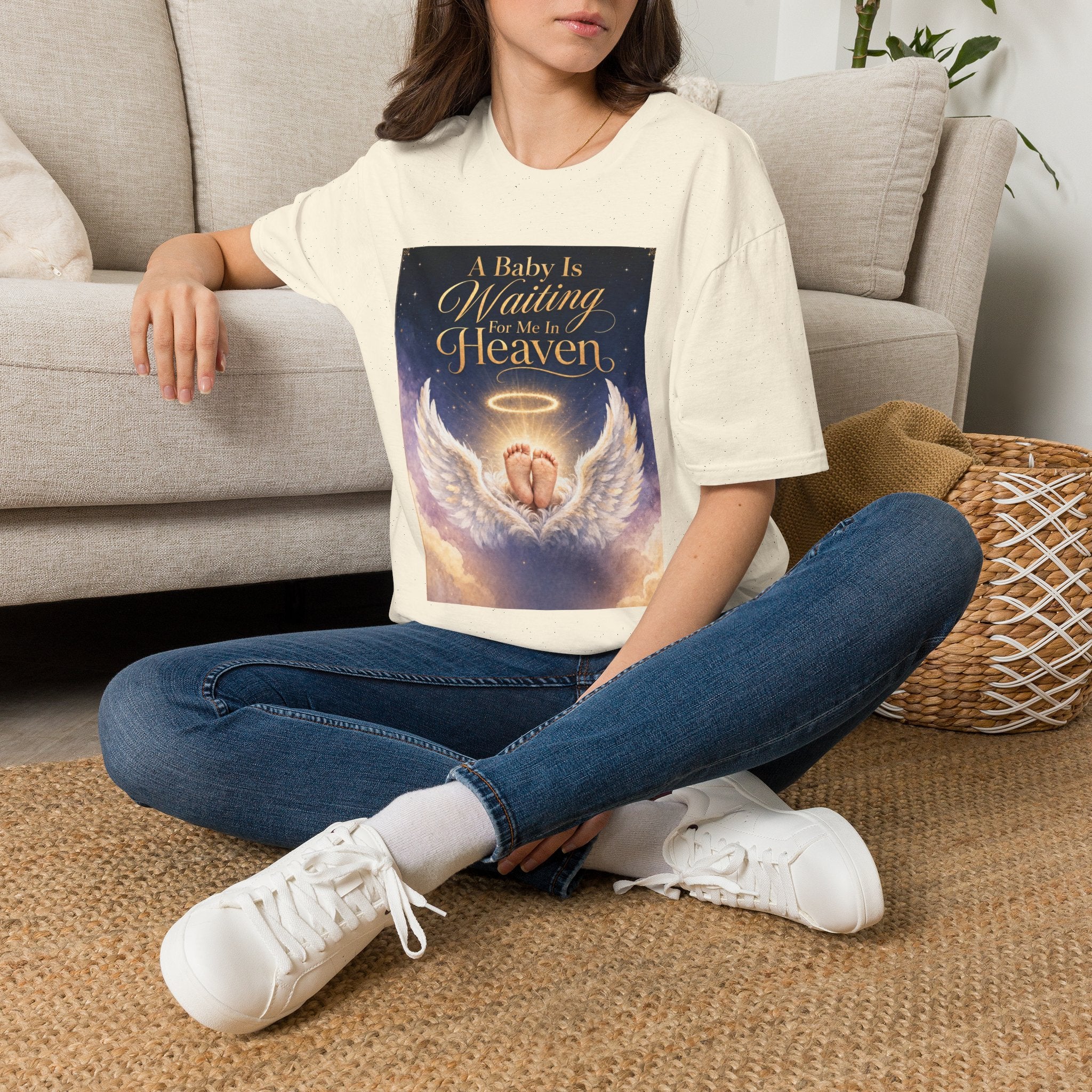 A Baby is Waiting for Me In Heaven Memorial T-Shirt | Memorial Infant Loss Tribute