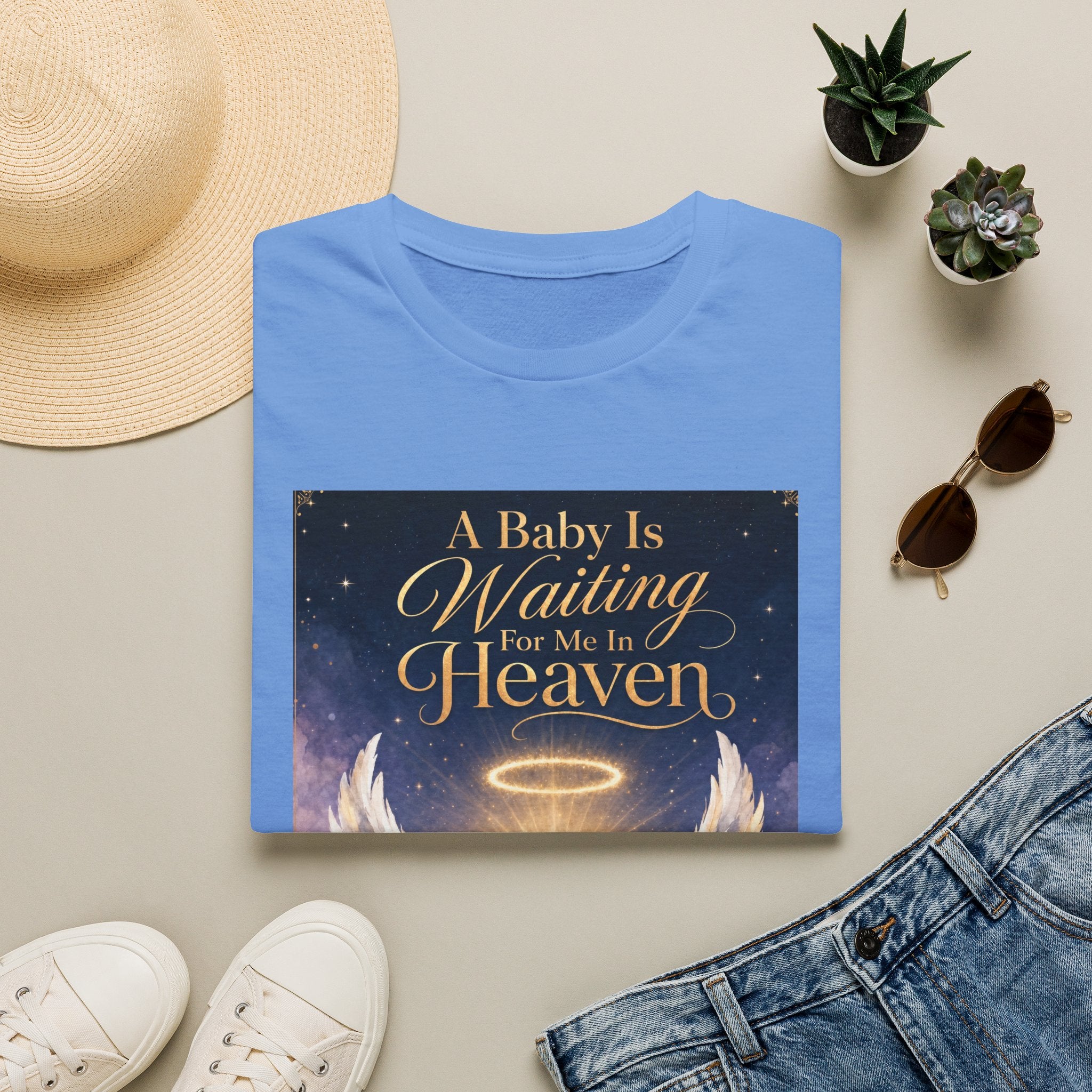 A Baby is Waiting for Me In Heaven Memorial T-Shirt | Memorial Infant Loss Tribute