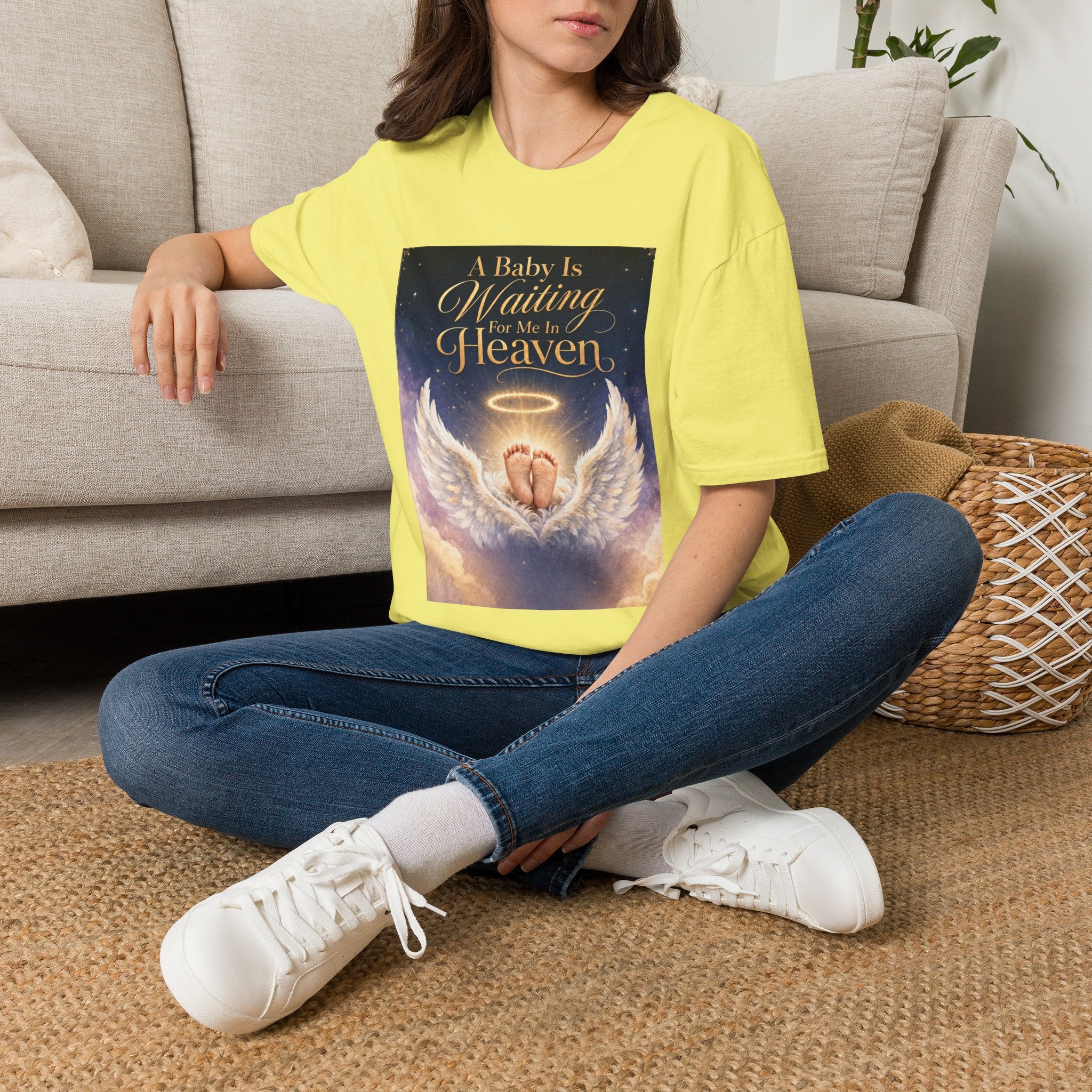 A Baby is Waiting for Me In Heaven Memorial T-Shirt | Memorial Infant Loss Tribute