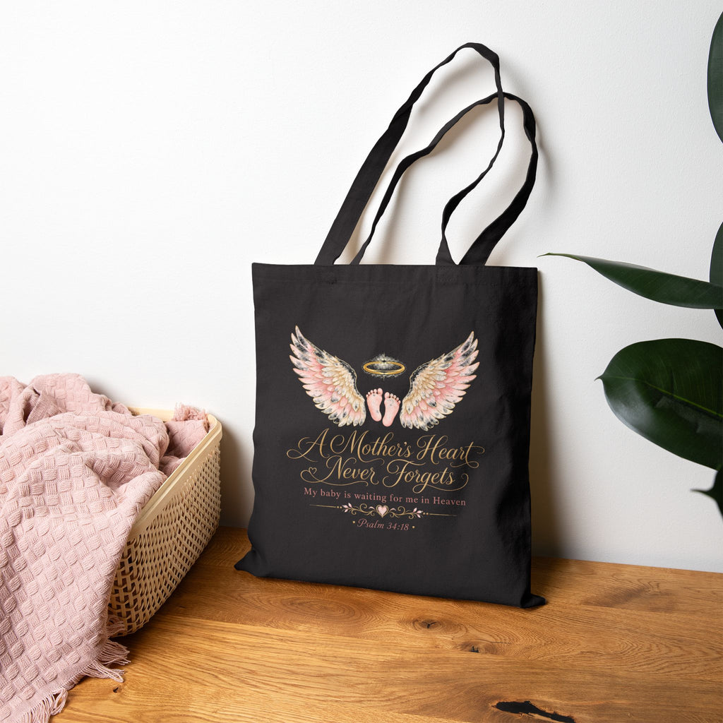 Angel Wings with Halo Tote Bag | Memorial Verse Canvas Tote