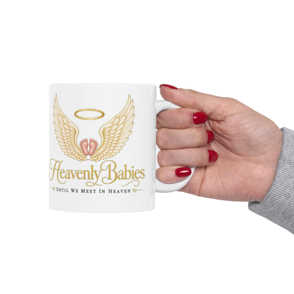 Heavenly Babies mug | Memorial Angel Wings and Halo ceramic mug