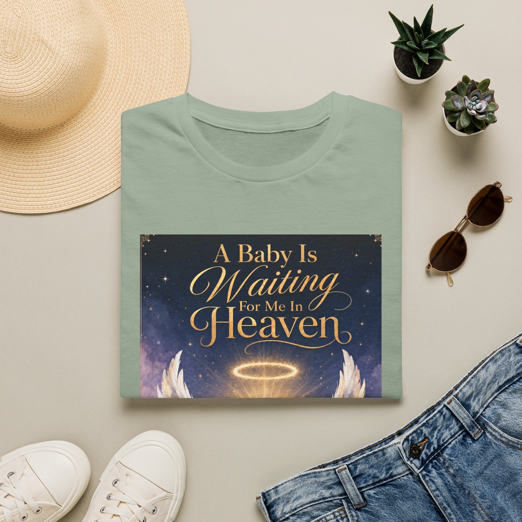 A Baby is Waiting for Me In Heaven Memorial T-Shirt | Memorial Infant Loss Tribute