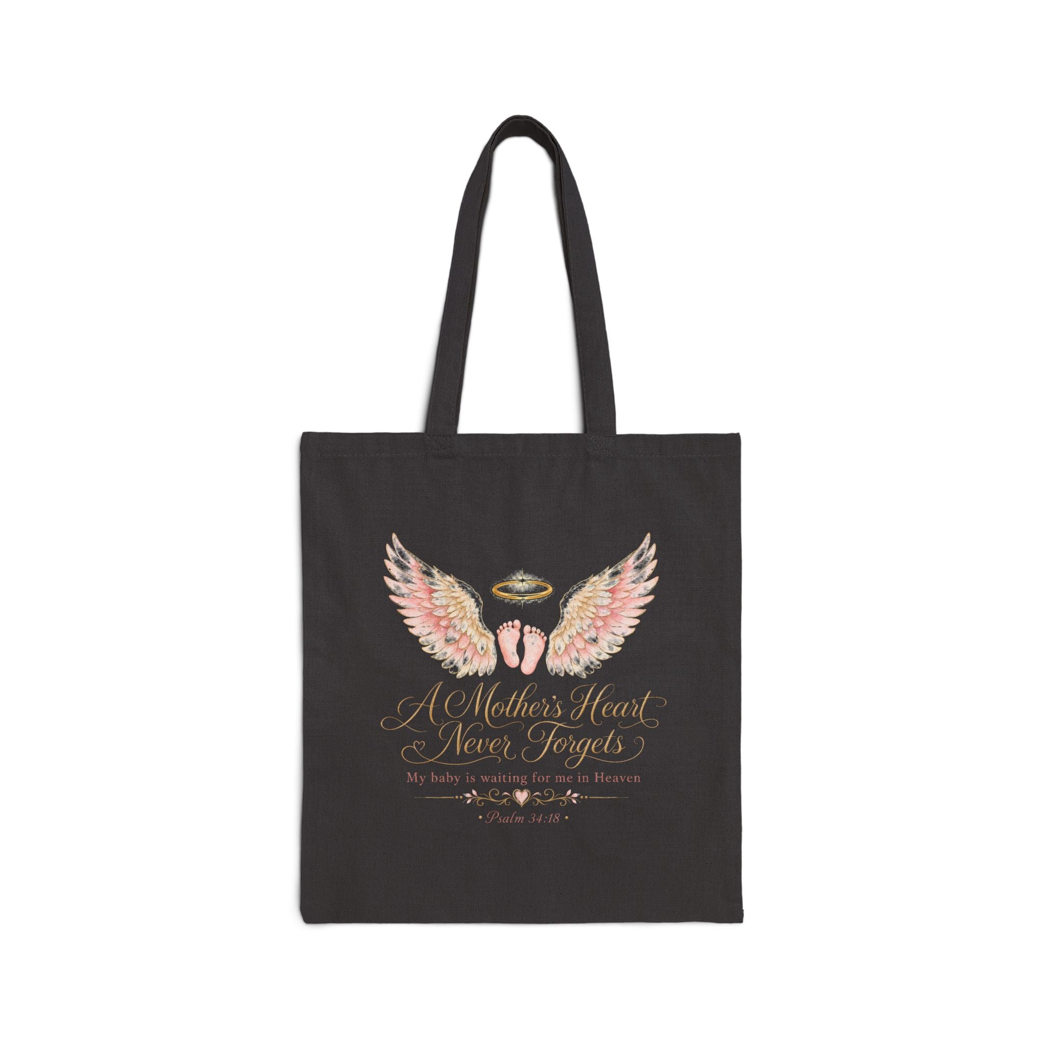 Angel Wings with Halo Tote Bag | Memorial Verse Canvas Tote