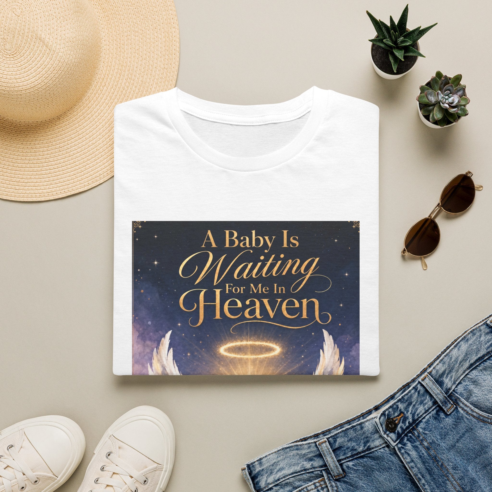 A Baby is Waiting for Me In Heaven Memorial T-Shirt | Memorial Infant Loss Tribute