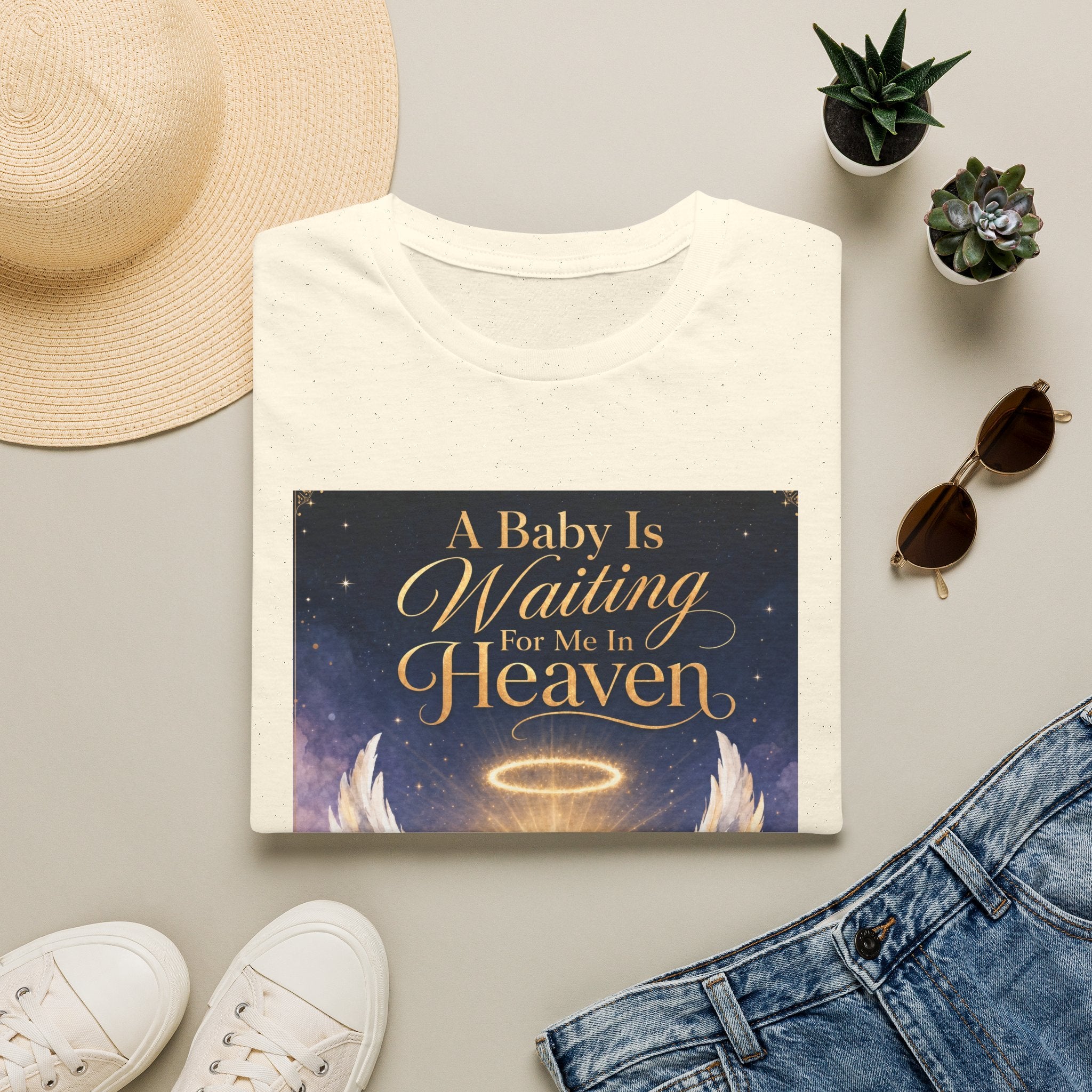 A Baby is Waiting for Me In Heaven Memorial T-Shirt | Memorial Infant Loss Tribute