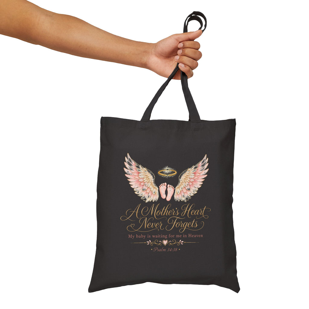 Angel Wings with Halo Tote Bag | Memorial Verse Canvas Tote