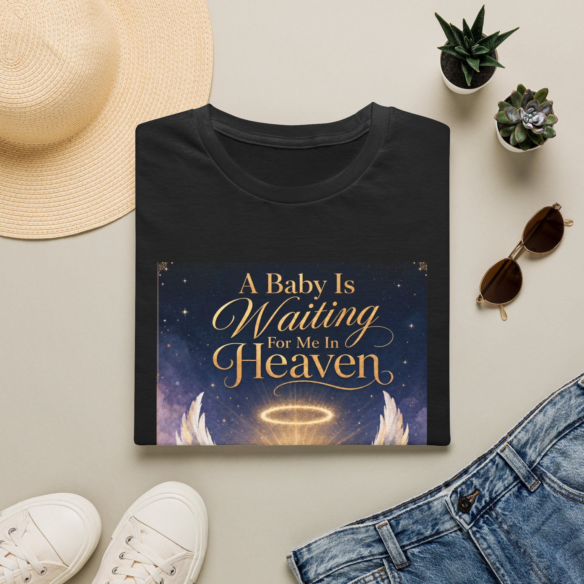A Baby is Waiting for Me In Heaven Memorial T-Shirt | Memorial Infant Loss Tribute
