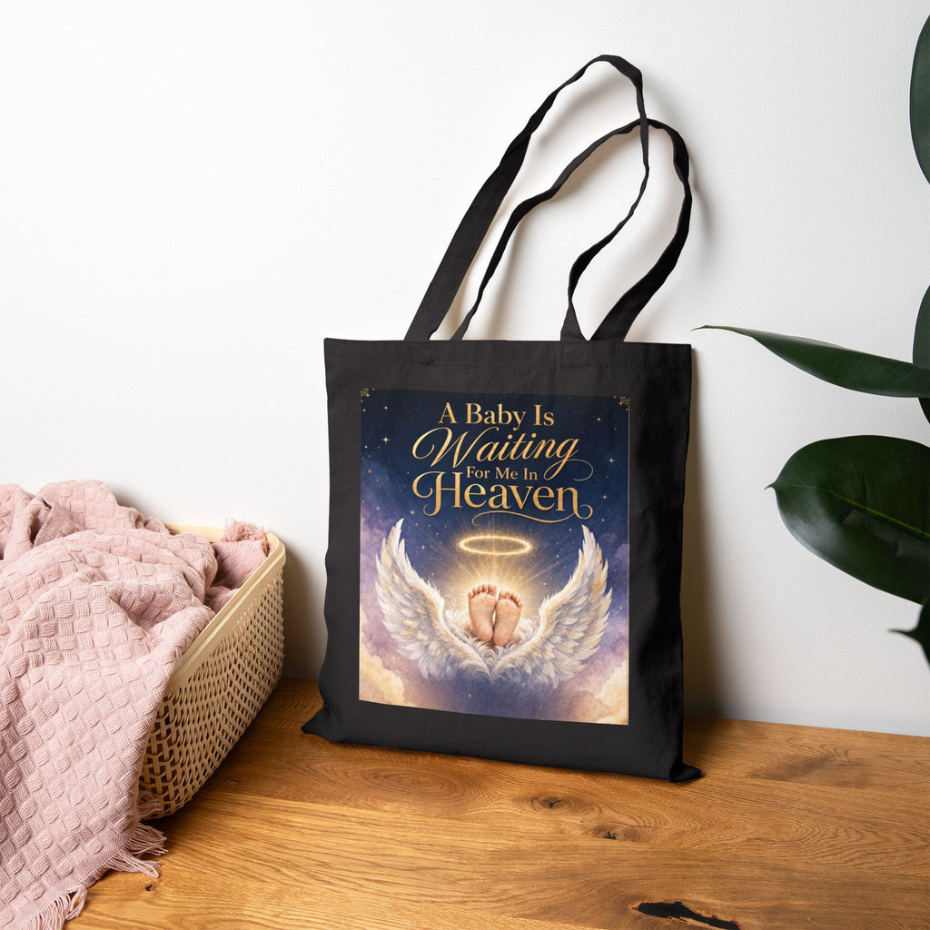 A Baby Is Waiting For Me In Heaven Tote Bag | Baby Memorial Canvas Tote