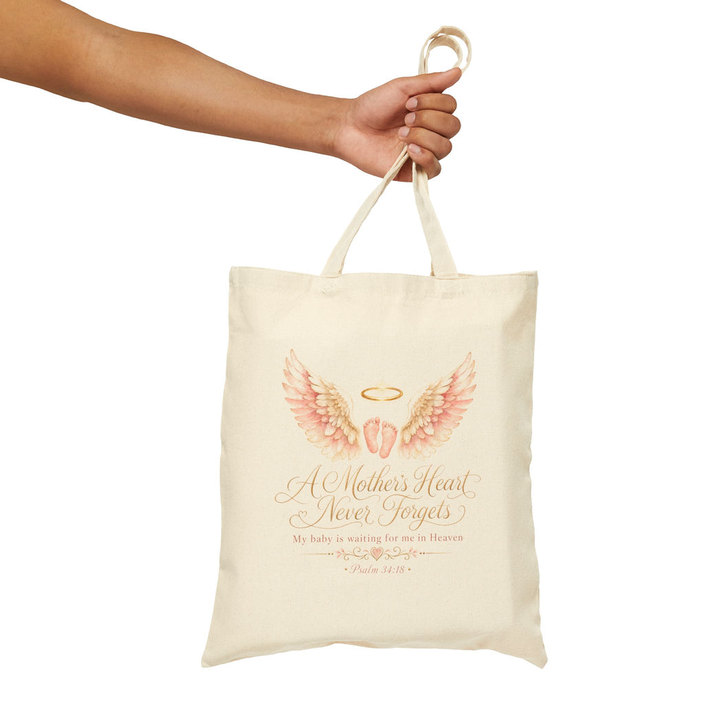 Angel Wings with Halo Tote Bag | Memorial Verse Canvas Tote