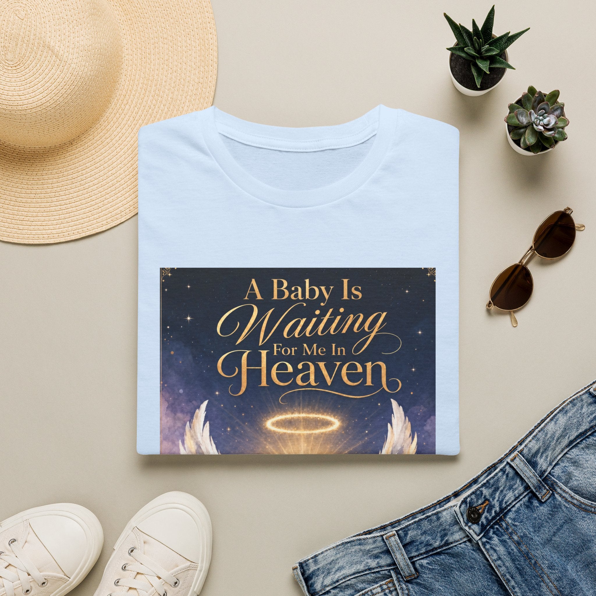 A Baby is Waiting for Me In Heaven Memorial T-Shirt | Memorial Infant Loss Tribute