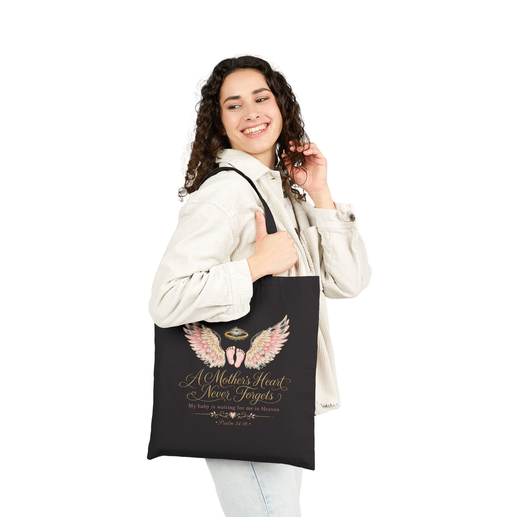 Angel Wings with Halo Tote Bag | Memorial Verse Canvas Tote