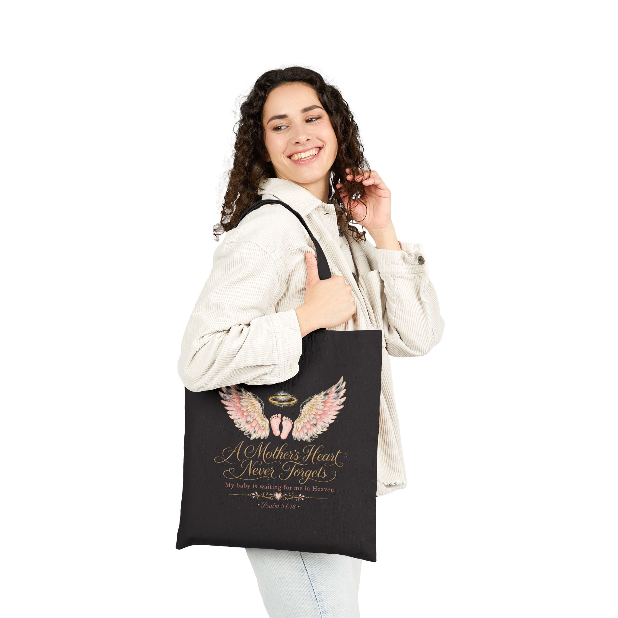 Angel Wings with Halo Tote Bag | Memorial Verse Canvas Tote