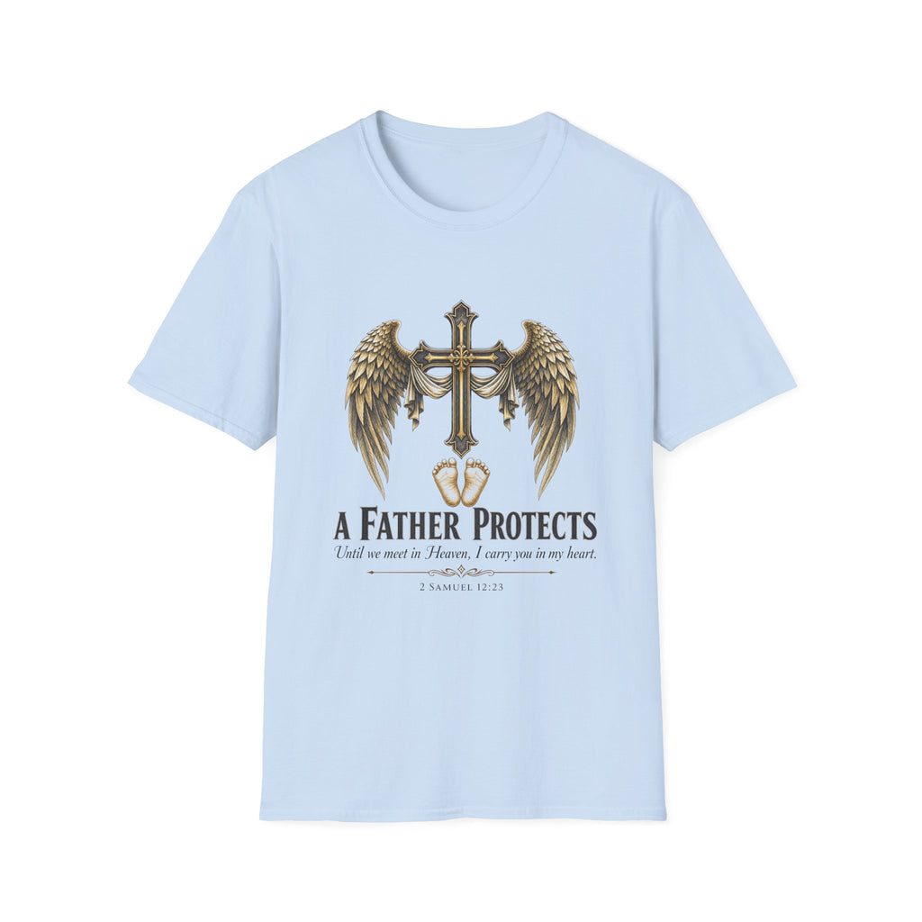 Winged Cross with Shield T-Shirt | Father Protects Memorial T-Shirt
