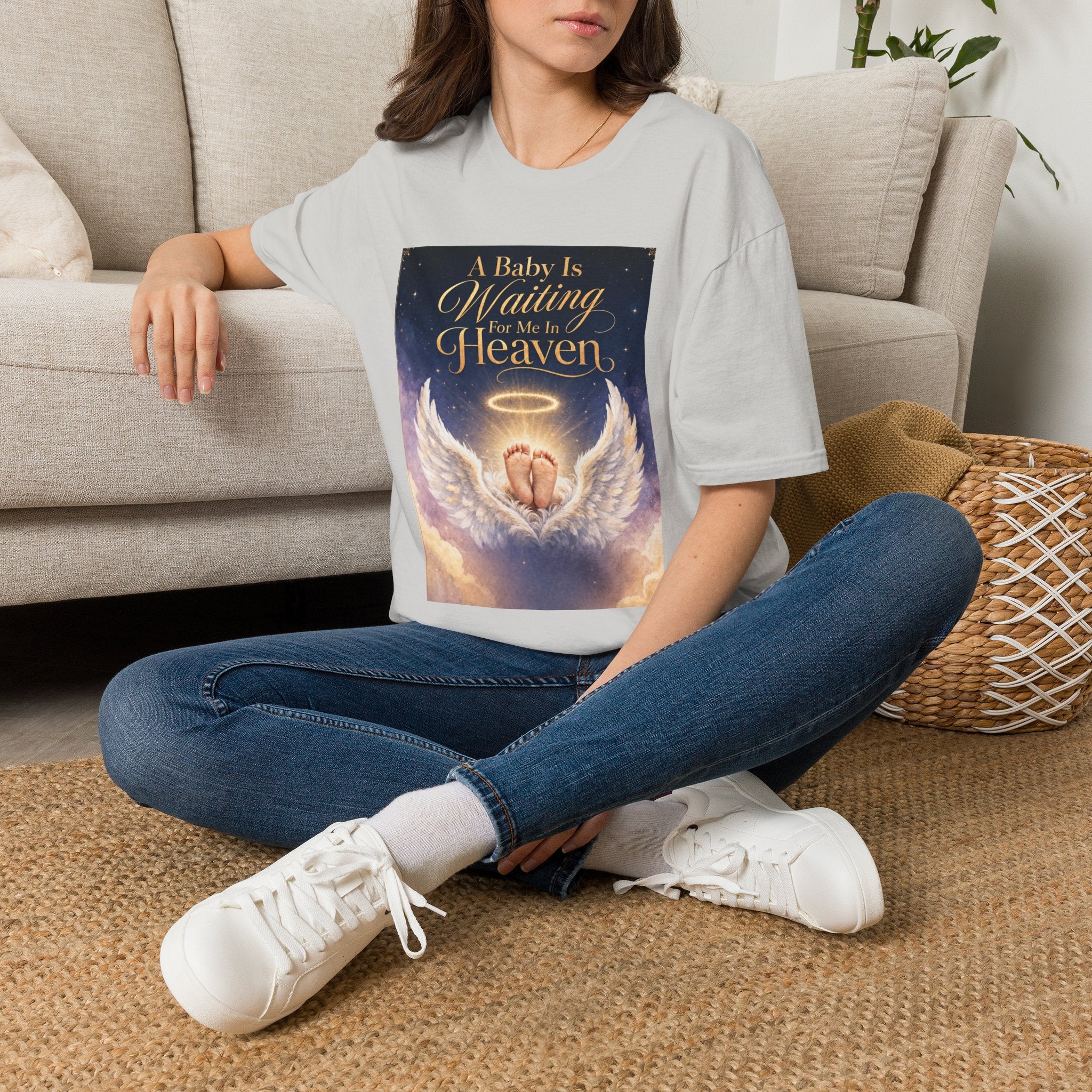 A Baby is Waiting for Me In Heaven Memorial T-Shirt | Memorial Infant Loss Tribute