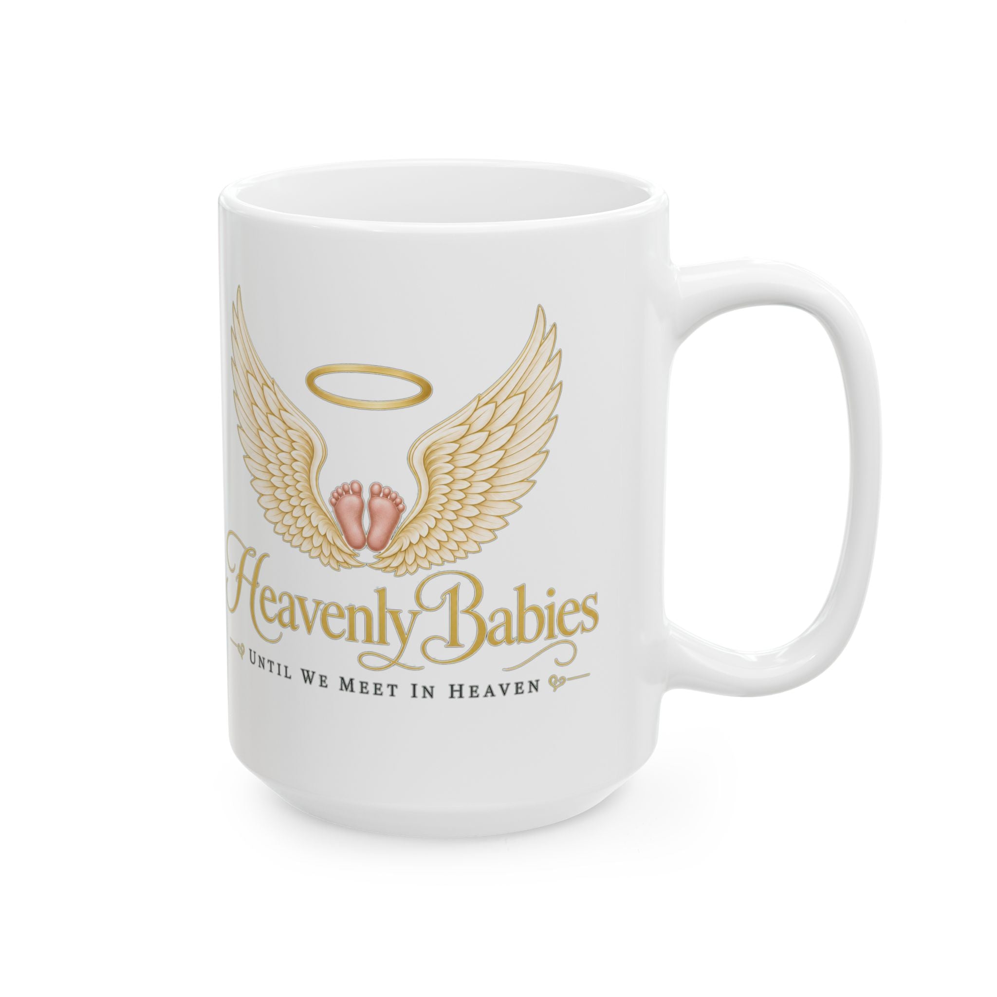 Heavenly Babies mug | Memorial Angel Wings and Halo ceramic mug