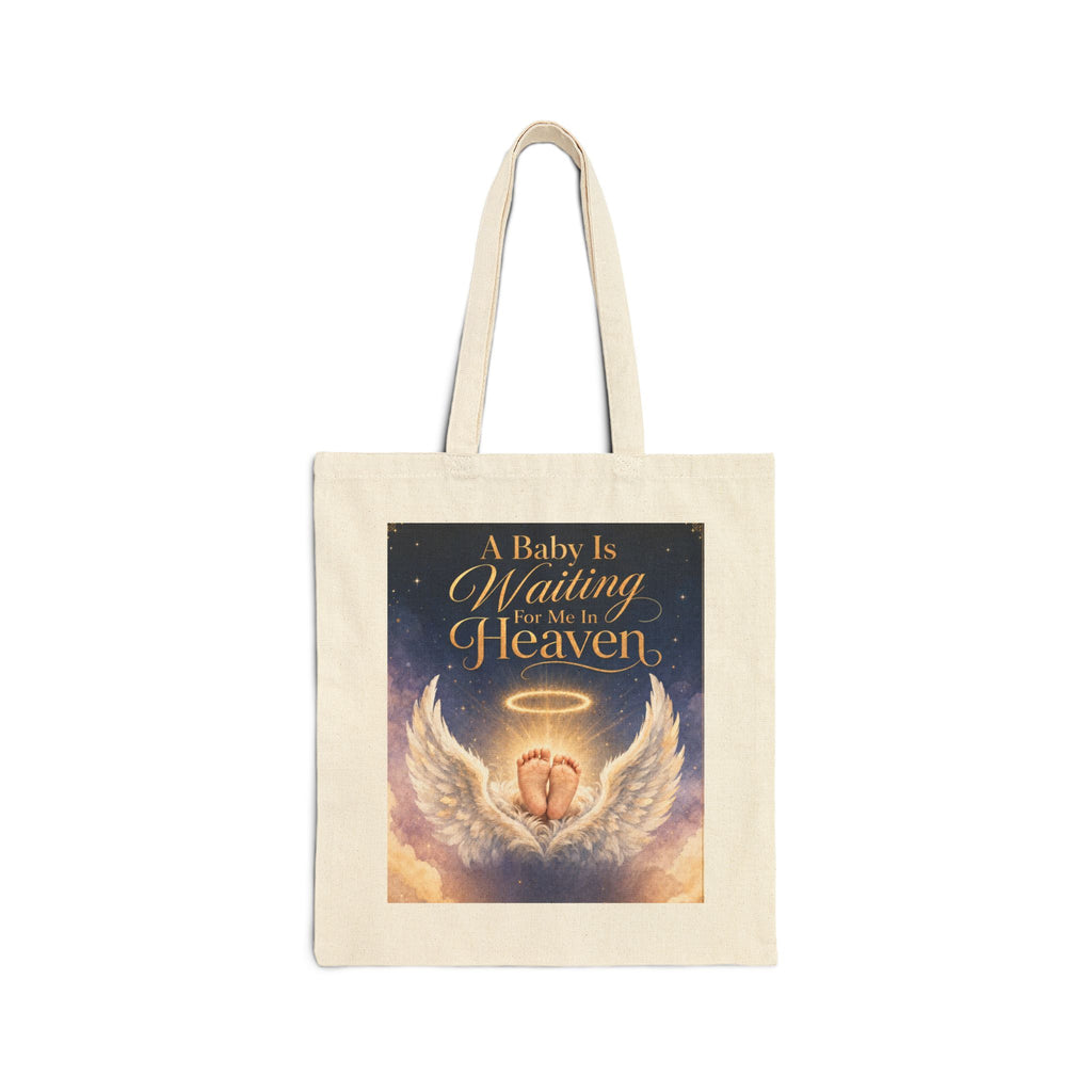 A Baby Is Waiting For Me In Heaven Tote Bag | Baby Memorial Canvas Tote