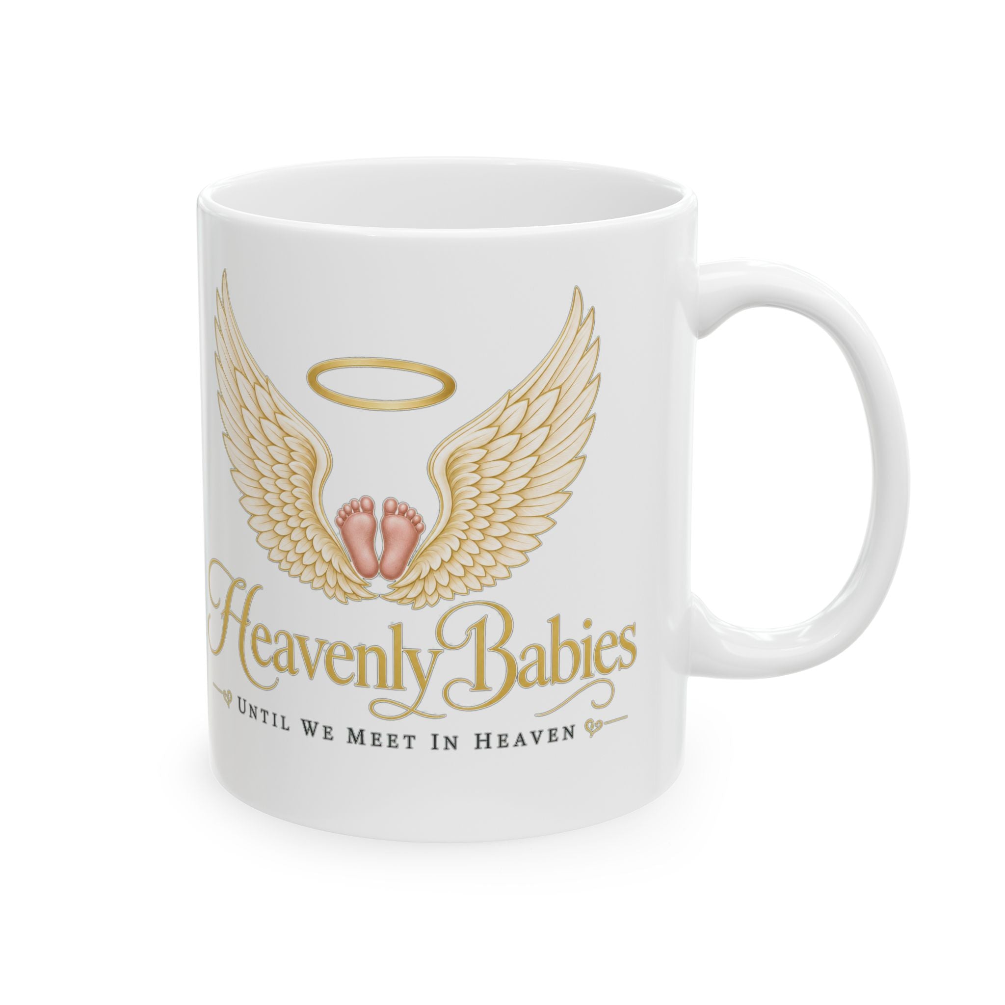 Heavenly Babies mug | Memorial Angel Wings and Halo ceramic mug