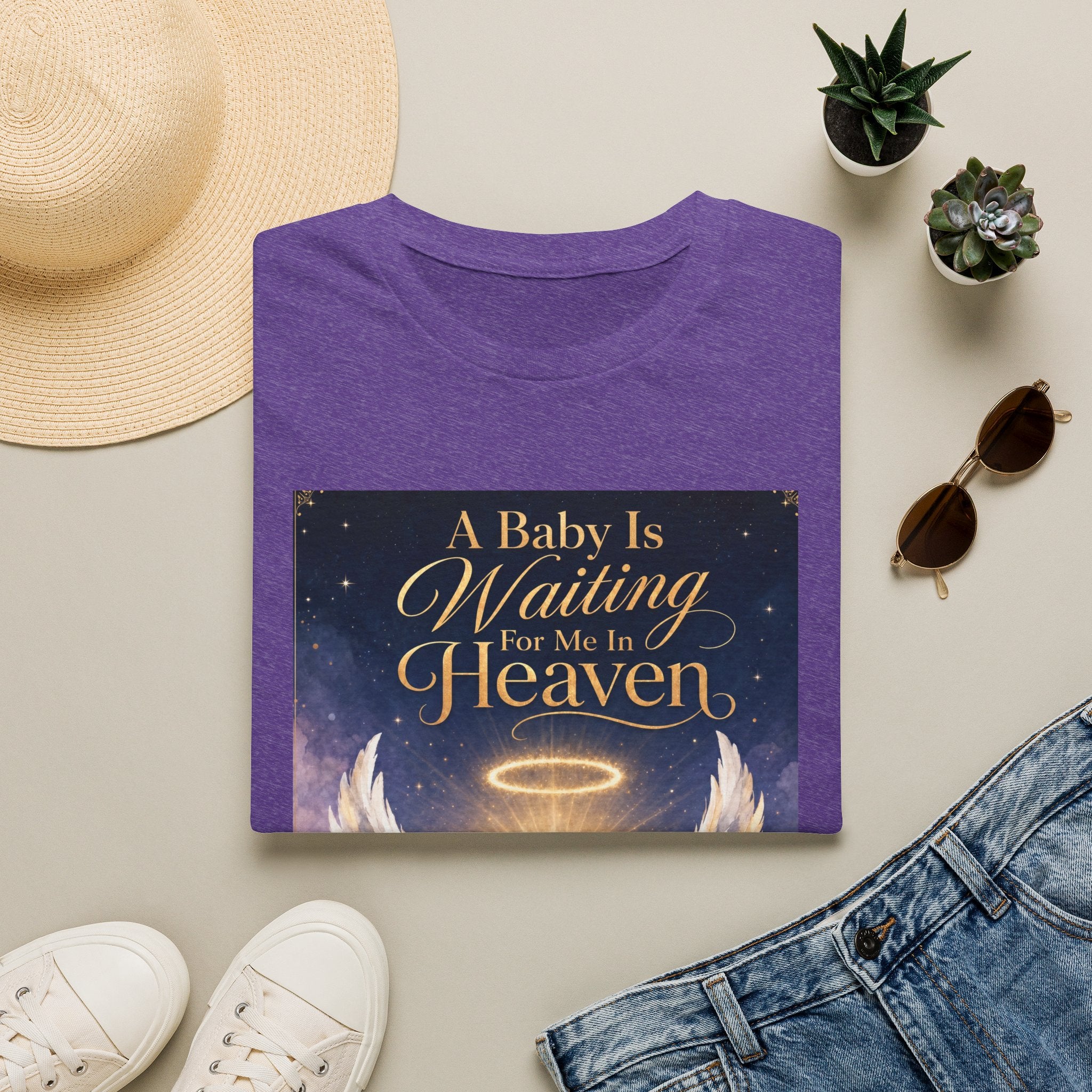 A Baby is Waiting for Me In Heaven Memorial T-Shirt | Memorial Infant Loss Tribute