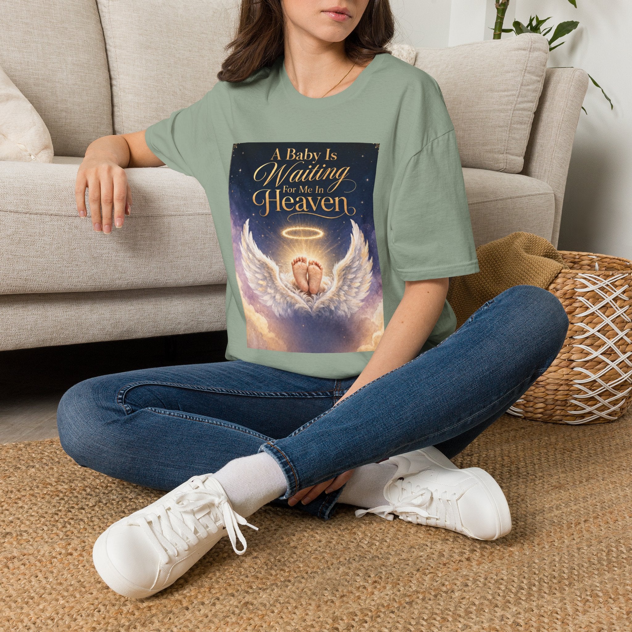 A Baby is Waiting for Me In Heaven Memorial T-Shirt | Memorial Infant Loss Tribute