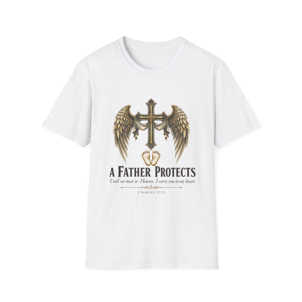 Winged Cross with Shield T-Shirt | Father Protects Memorial T-Shirt