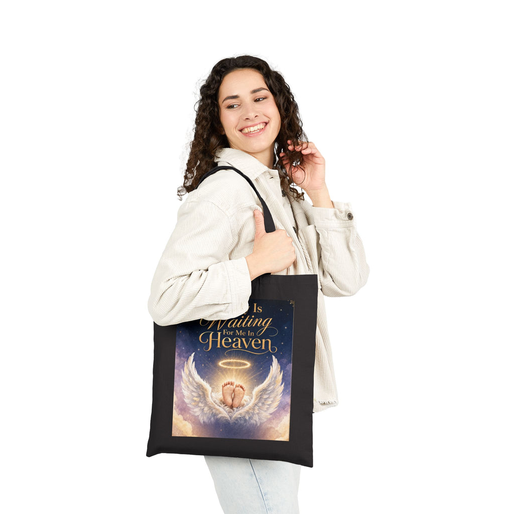 A Baby Is Waiting For Me In Heaven Tote Bag | Baby Memorial Canvas Tote