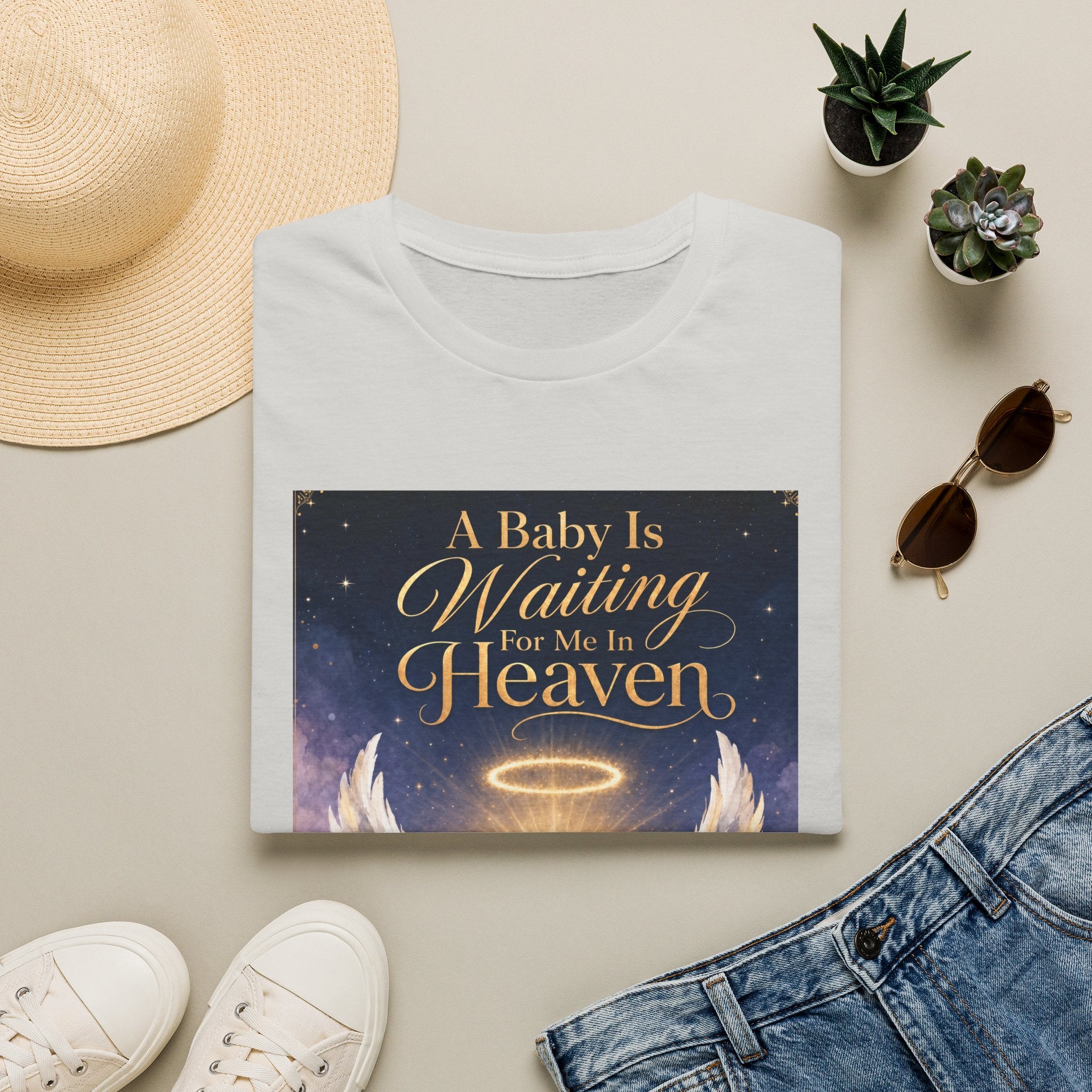 A Baby is Waiting for Me In Heaven Memorial T-Shirt | Memorial Infant Loss Tribute