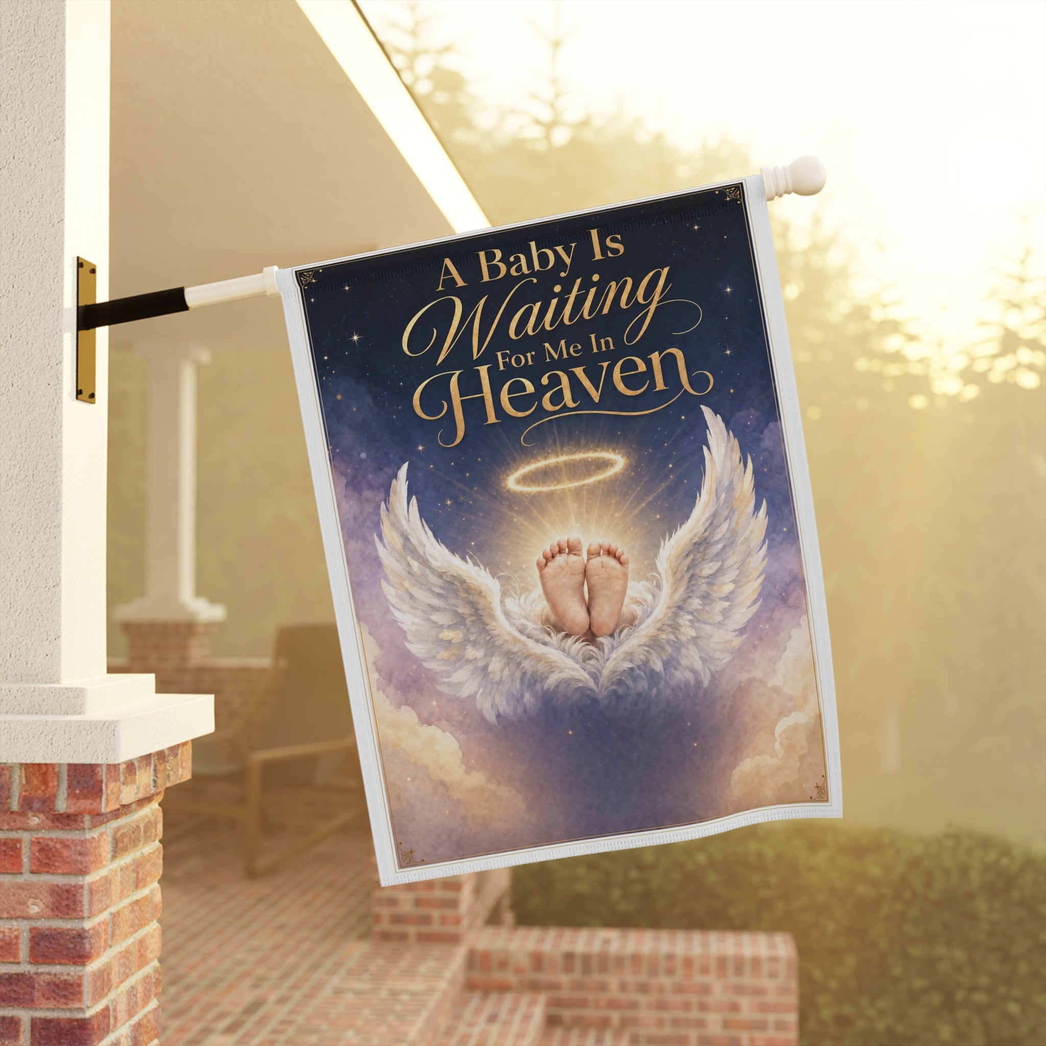 Memorial Garden Flag — "A Baby Is Waiting For Me In Heaven" Angel Baby Sympathy Banner