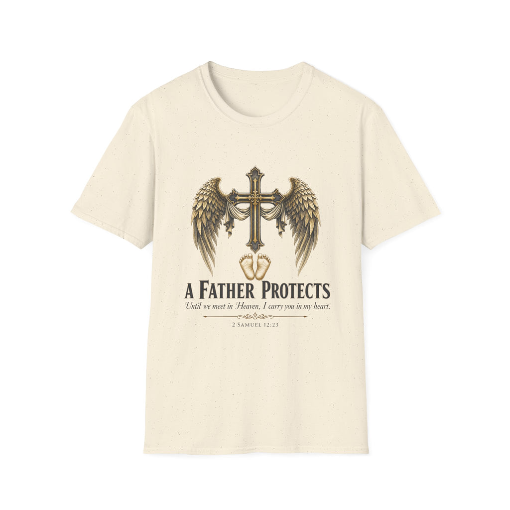 Winged Cross with Shield T-Shirt | Father Protects Memorial T-Shirt