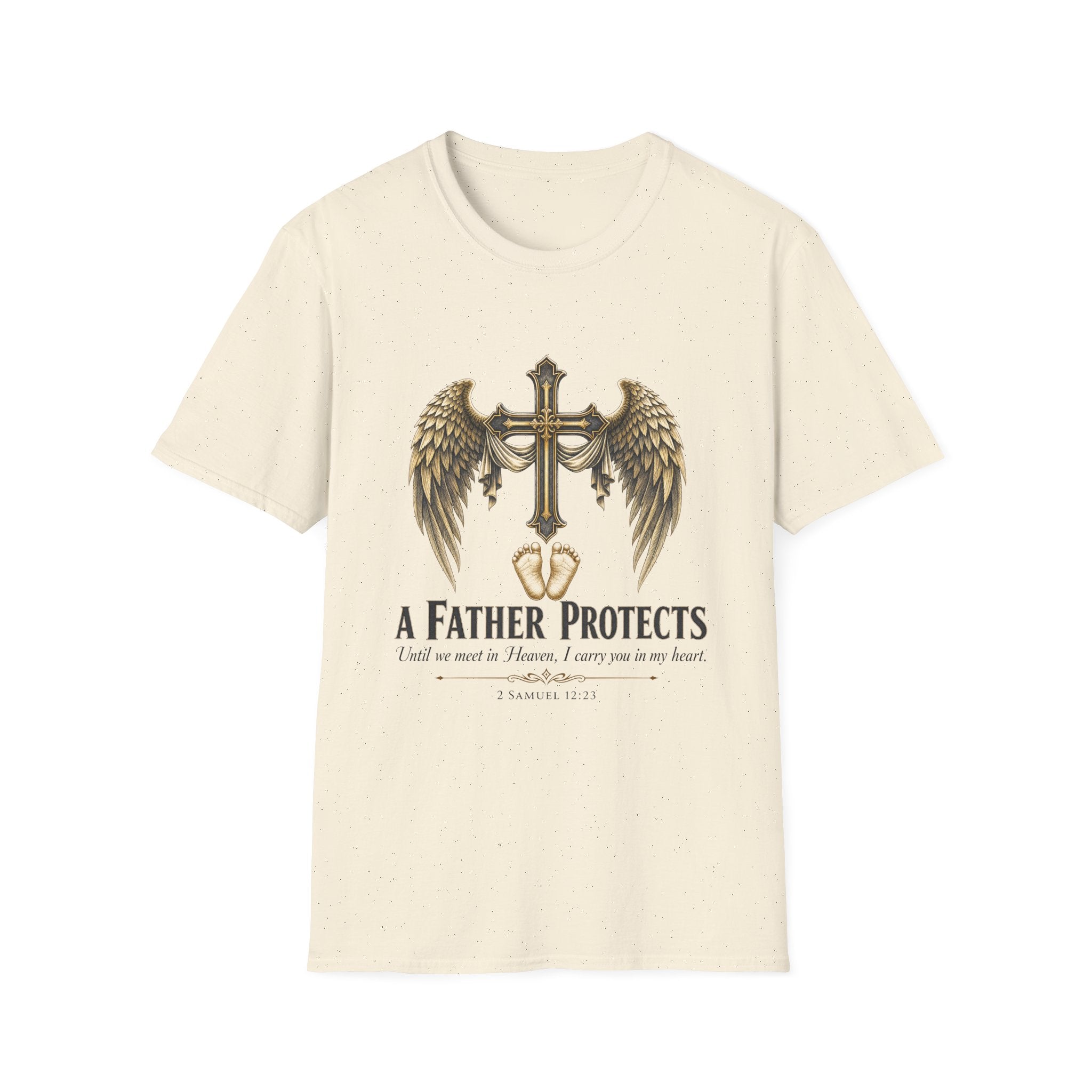 Winged Cross with Shield T-Shirt | Father Protects Memorial T-Shirt