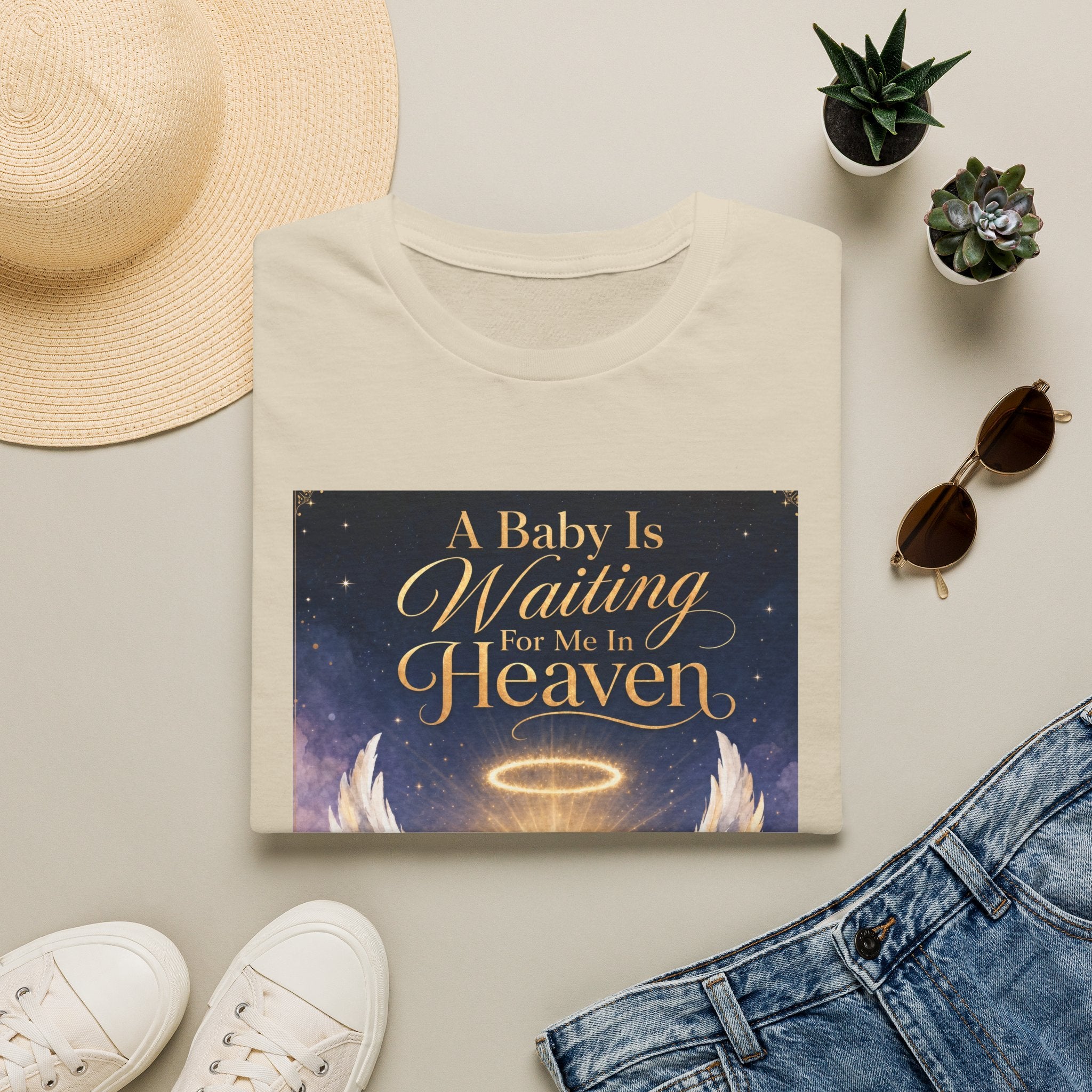 A Baby is Waiting for Me In Heaven Memorial T-Shirt | Memorial Infant Loss Tribute