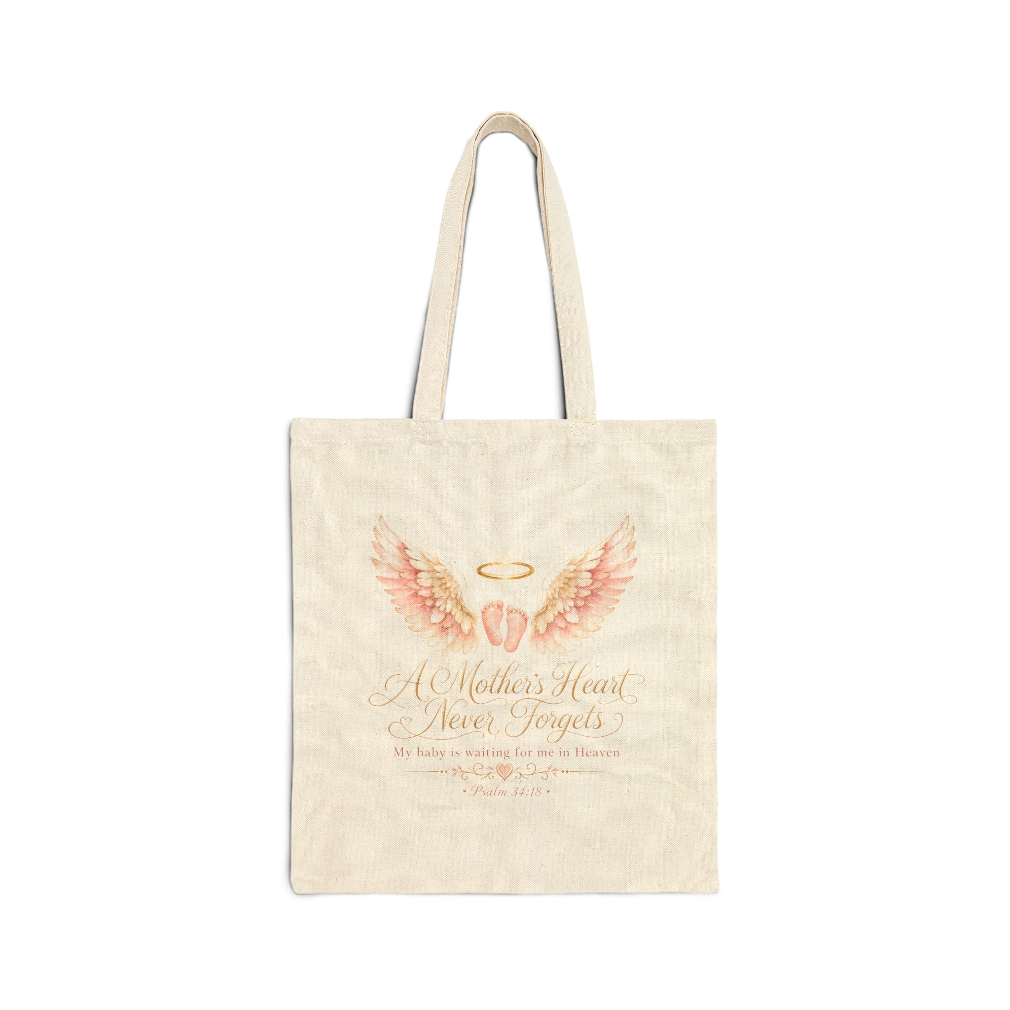 Angel Wings with Halo Tote Bag | Memorial Verse Canvas Tote