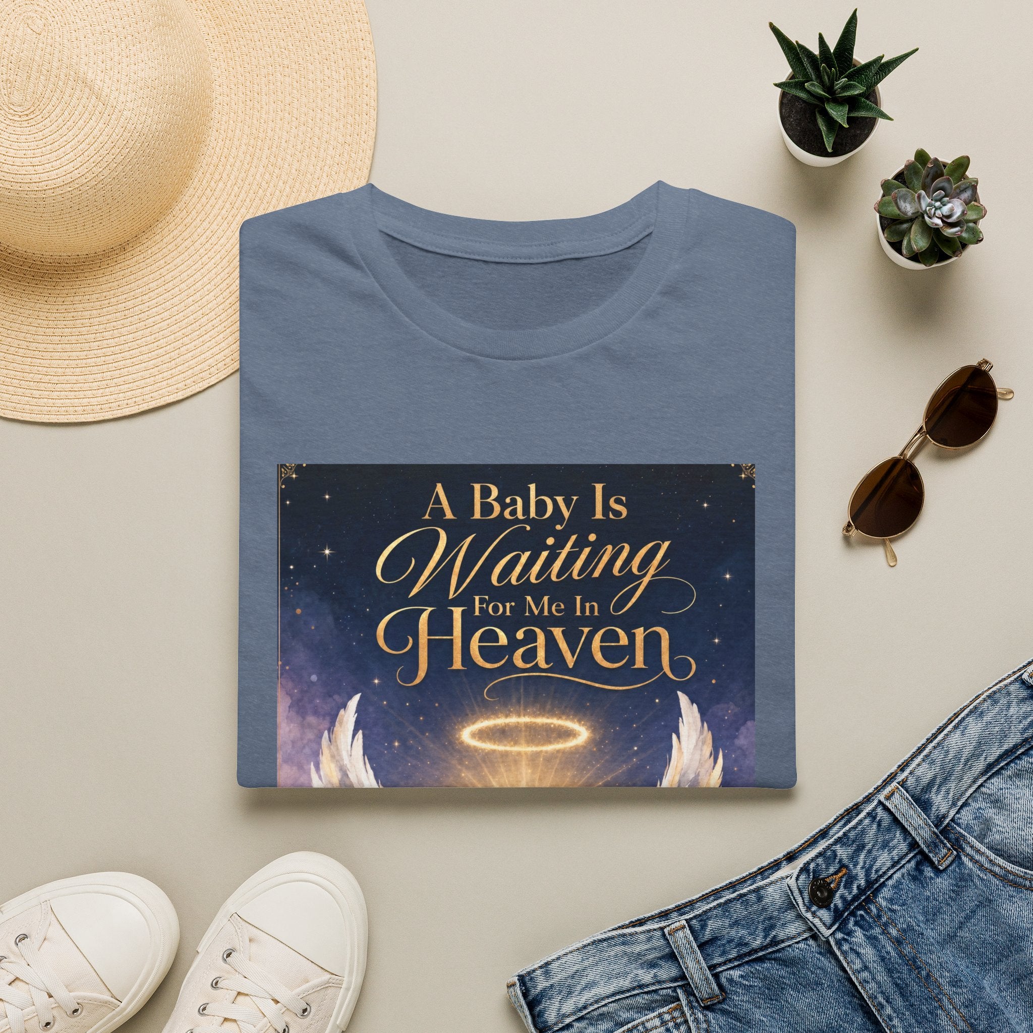 A Baby is Waiting for Me In Heaven Memorial T-Shirt | Memorial Infant Loss Tribute