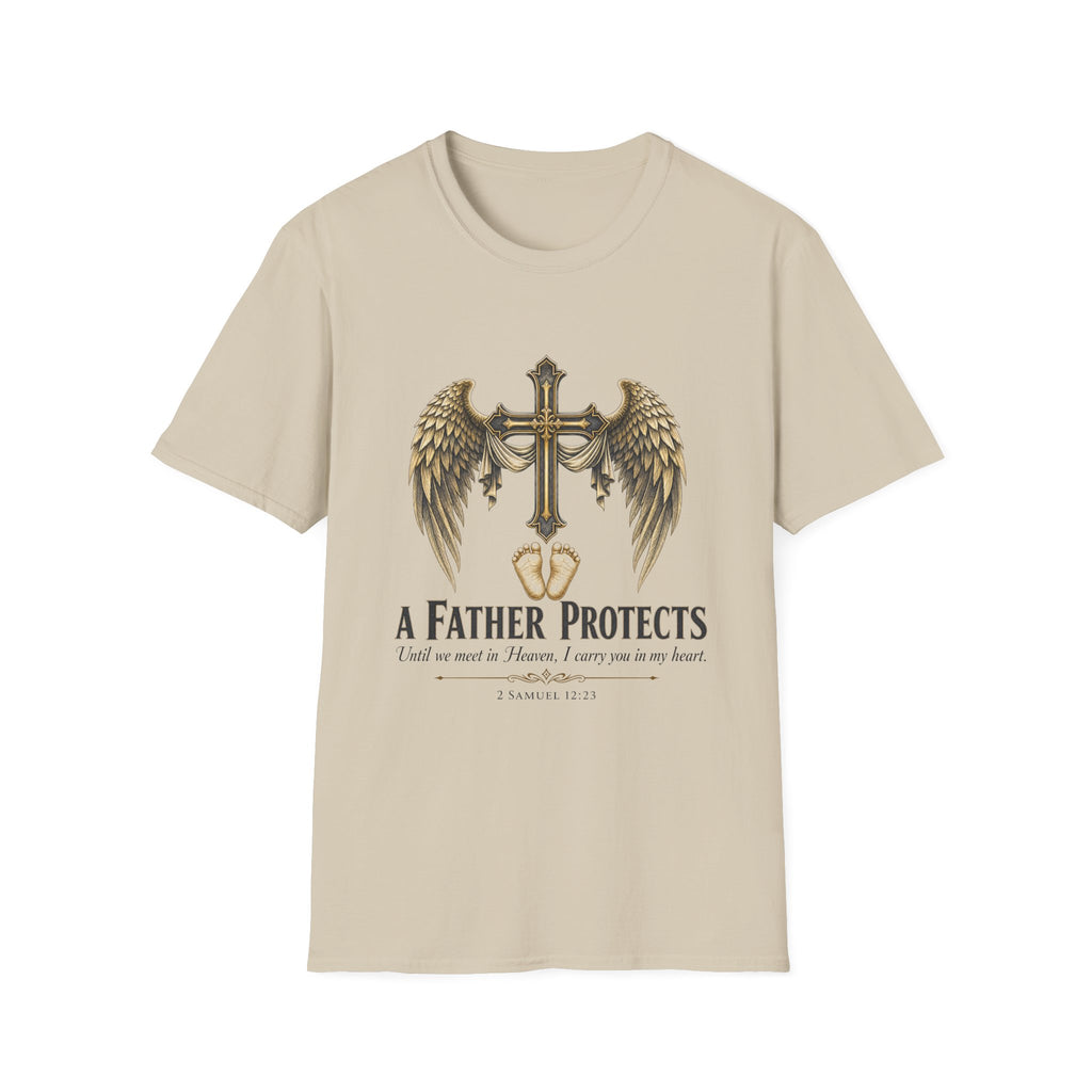 Winged Cross with Shield T-Shirt | Father Protects Memorial T-Shirt