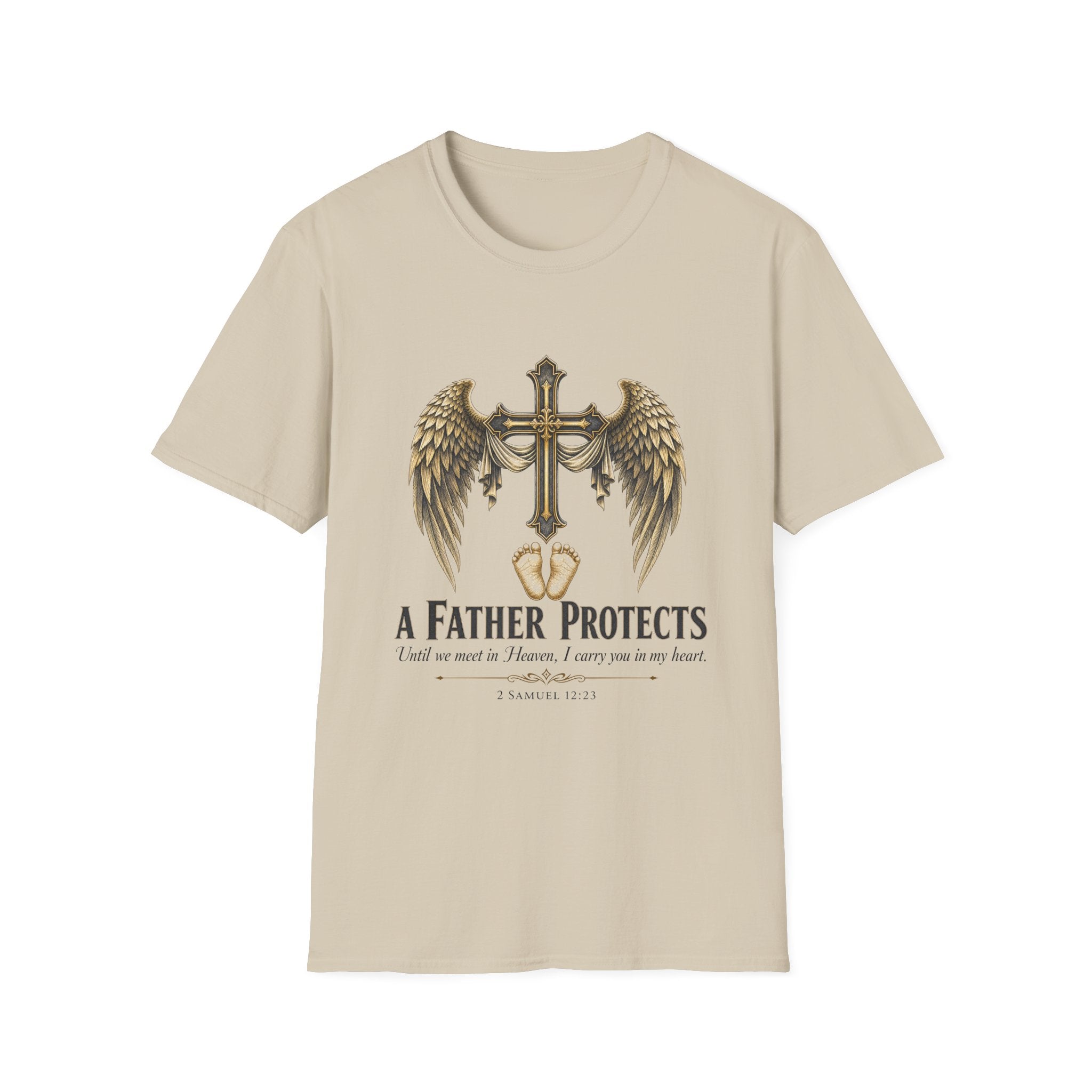 Winged Cross with Shield T-Shirt | Father Protects Memorial T-Shirt