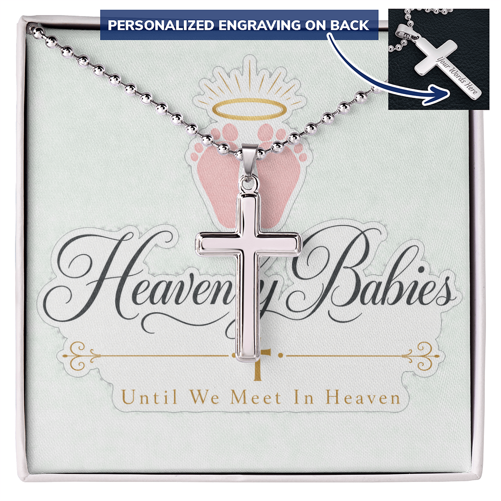 Heavenly Babies. Until We Meet in Heaven. Personalized Cross Necklace.