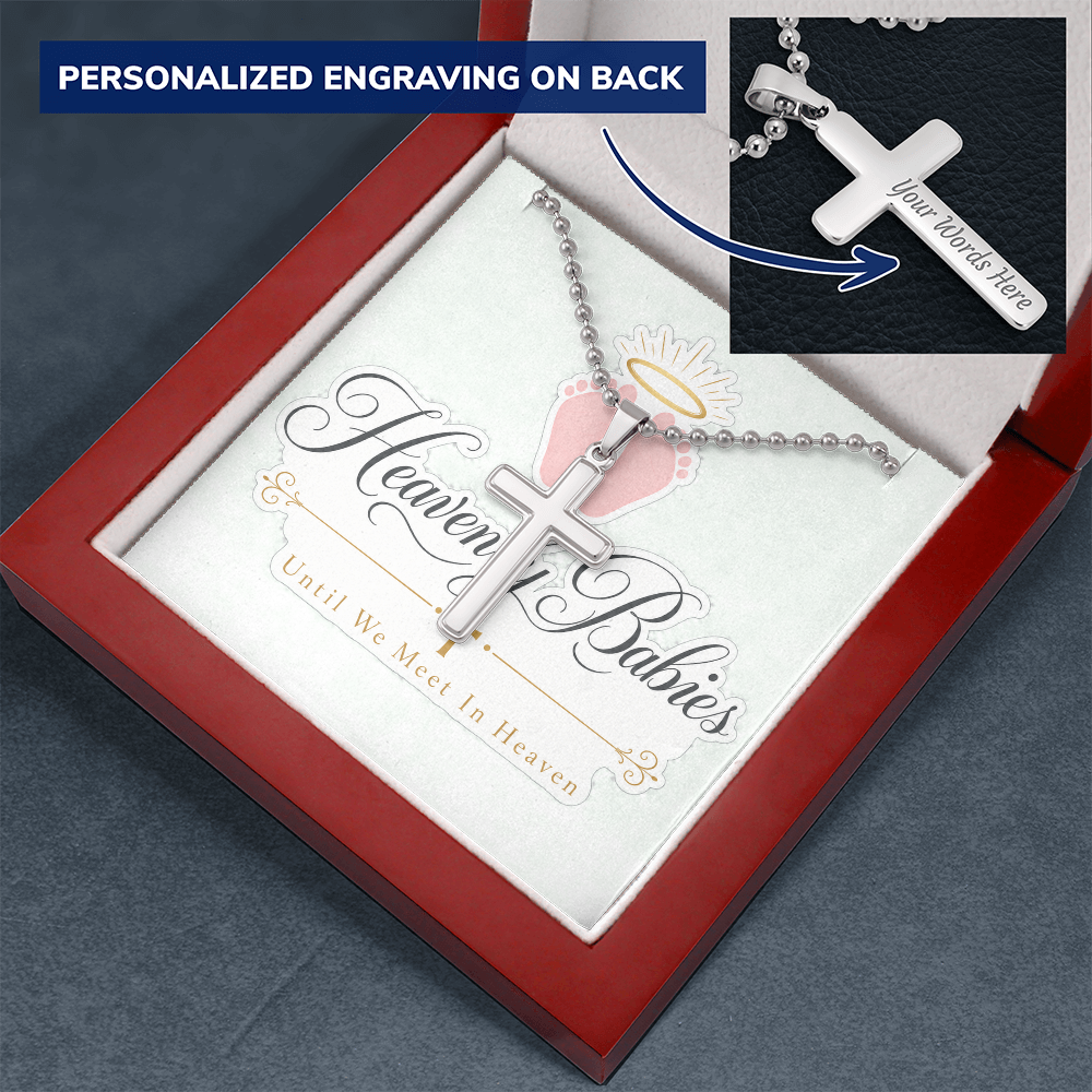Heavenly Babies. Until We Meet in Heaven. Personalized Cross Necklace.