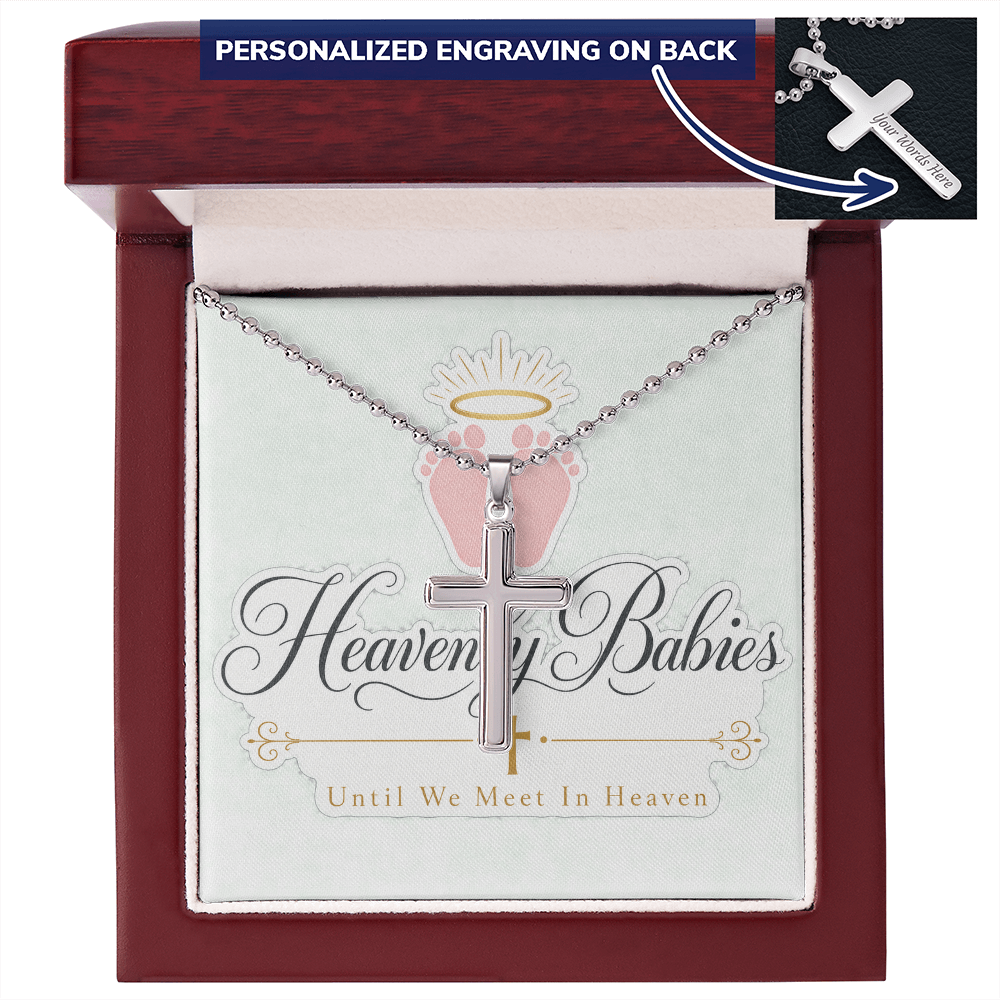 Heavenly Babies. Until We Meet in Heaven. Personalized Cross Necklace.