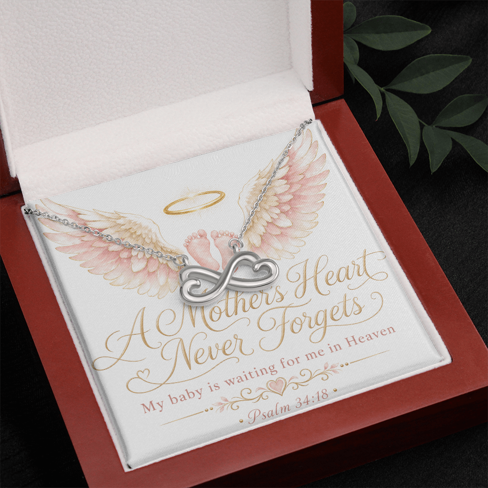A Mother's Heart Never Forgets. A Baby is Waiting for Me in Heaven. Endless Love Necklace