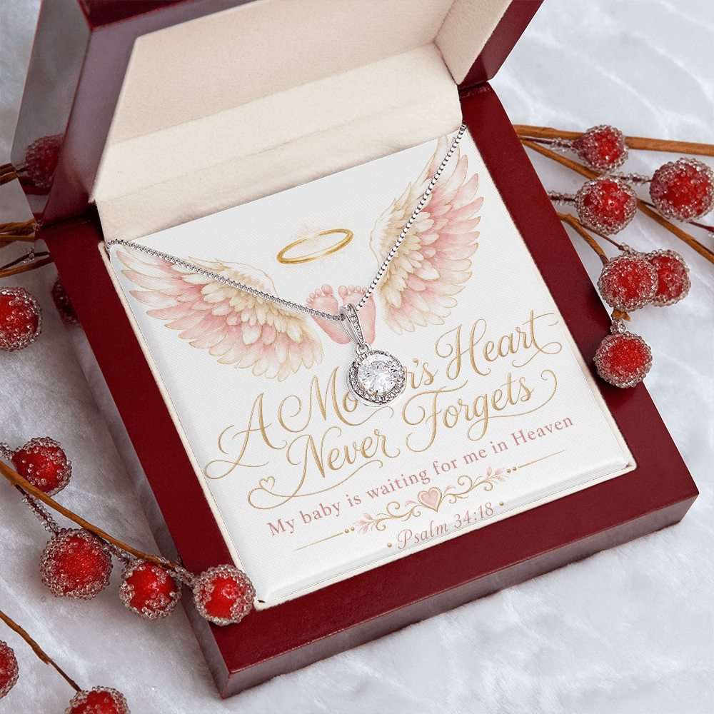 A Mother's Heart Never Forgets. My Baby Is Waiting for Me in Heaven. Eternal Hope Necklace.