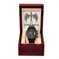 A Father Protects. Until We Meet in Heaven. Black Chronograph Watch.