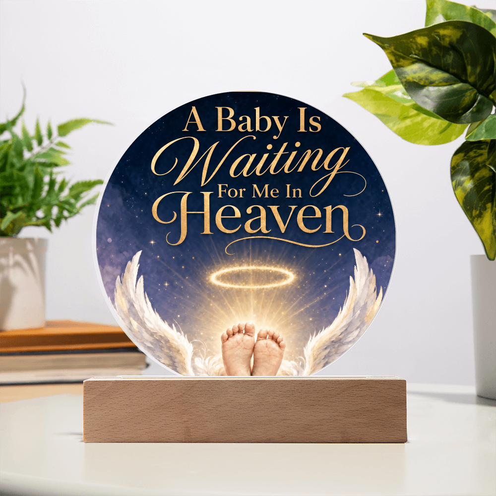 A Baby is Waiting for Me in Heaven Circle Acrylic Plaque