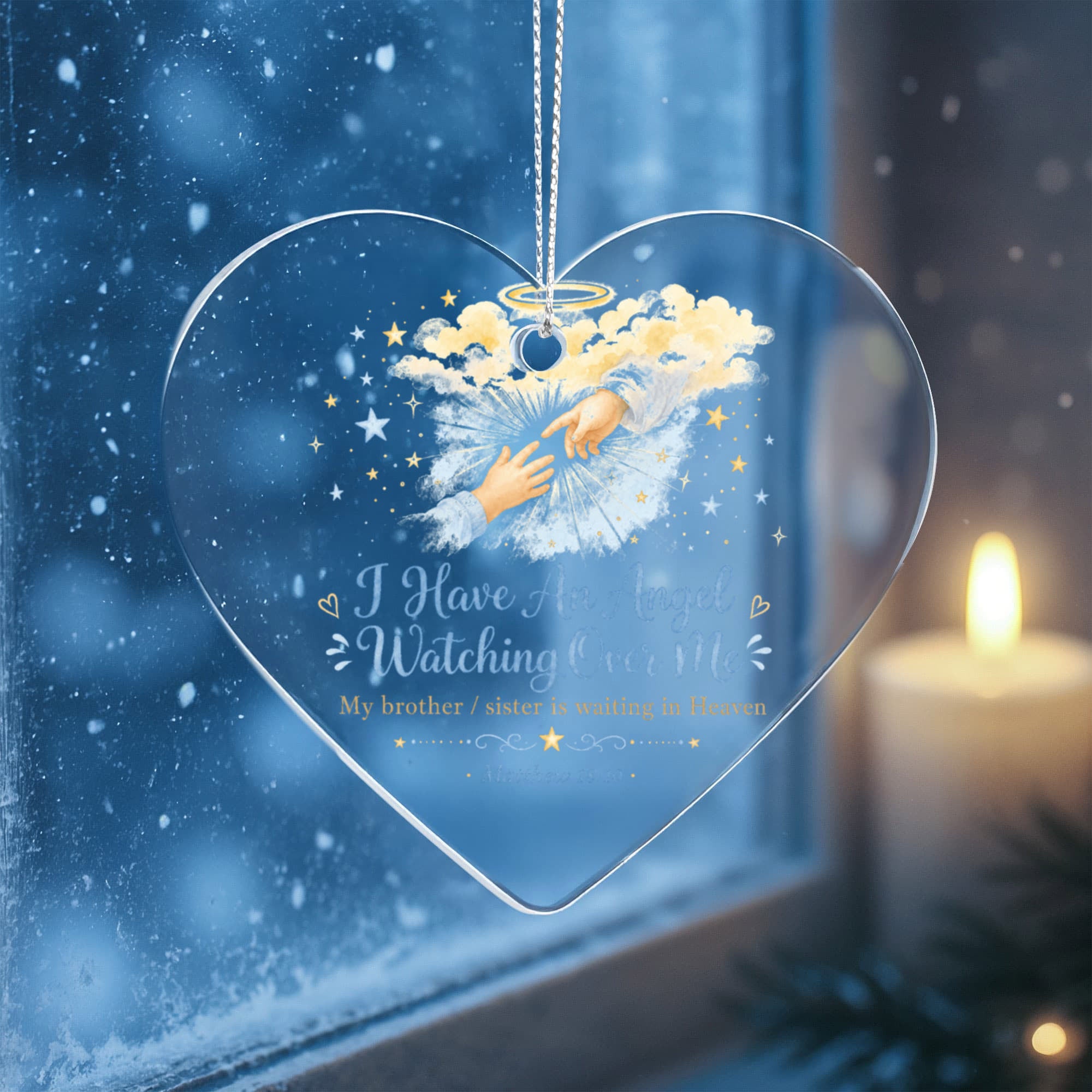 Siblings Remembrance Acrylic Heart Ornament.