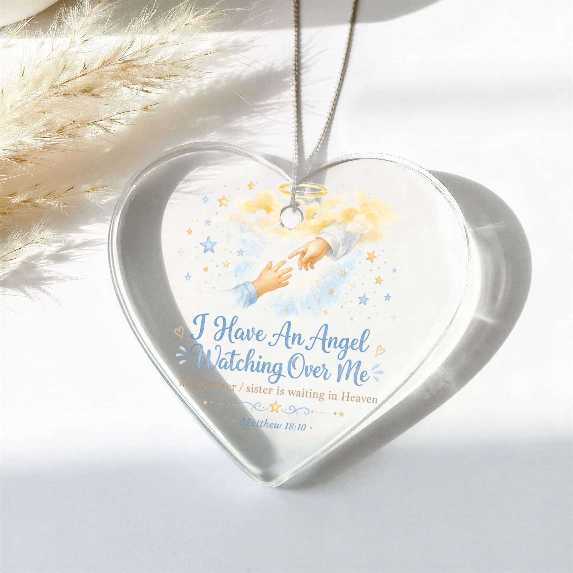 Siblings Remembrance Acrylic Heart Ornament.