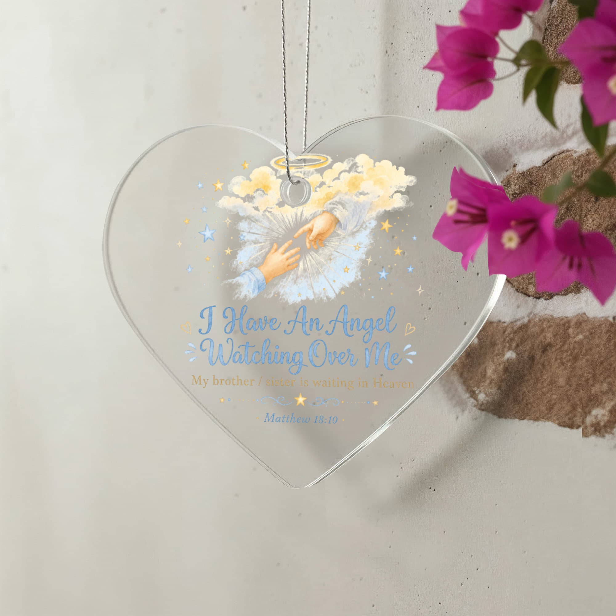 Siblings Remembrance Acrylic Heart Ornament.